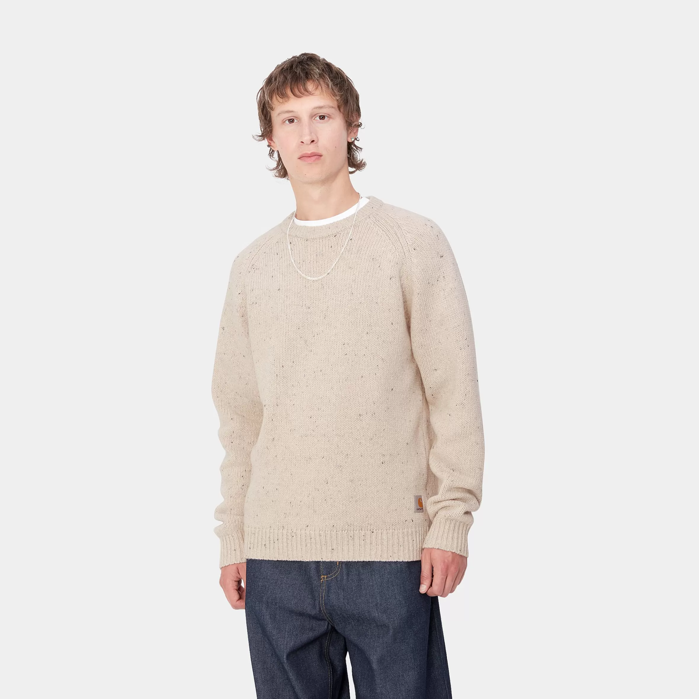 Carhartt WIP Strick>Anglistic Sweater Speckled Moonbeam