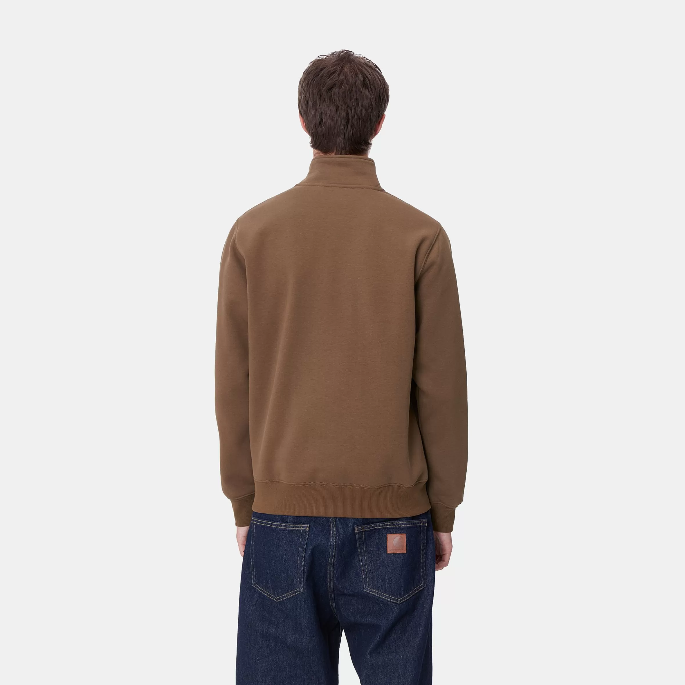 Carhartt WIP Sweats>Chase Neck Zip Sweatshirt Chocolate / Gold