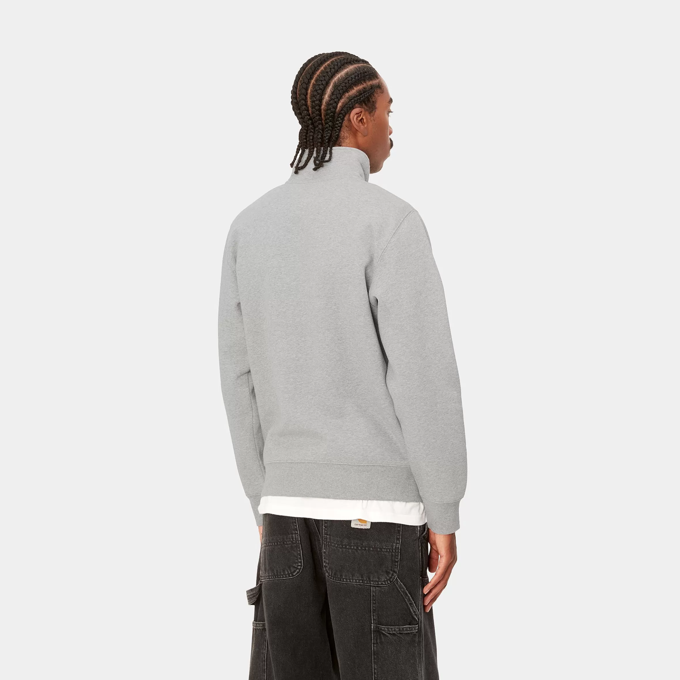 Carhartt WIP Sweats>Chase Neck Zip Sweatshirt Grey Heather / Gold