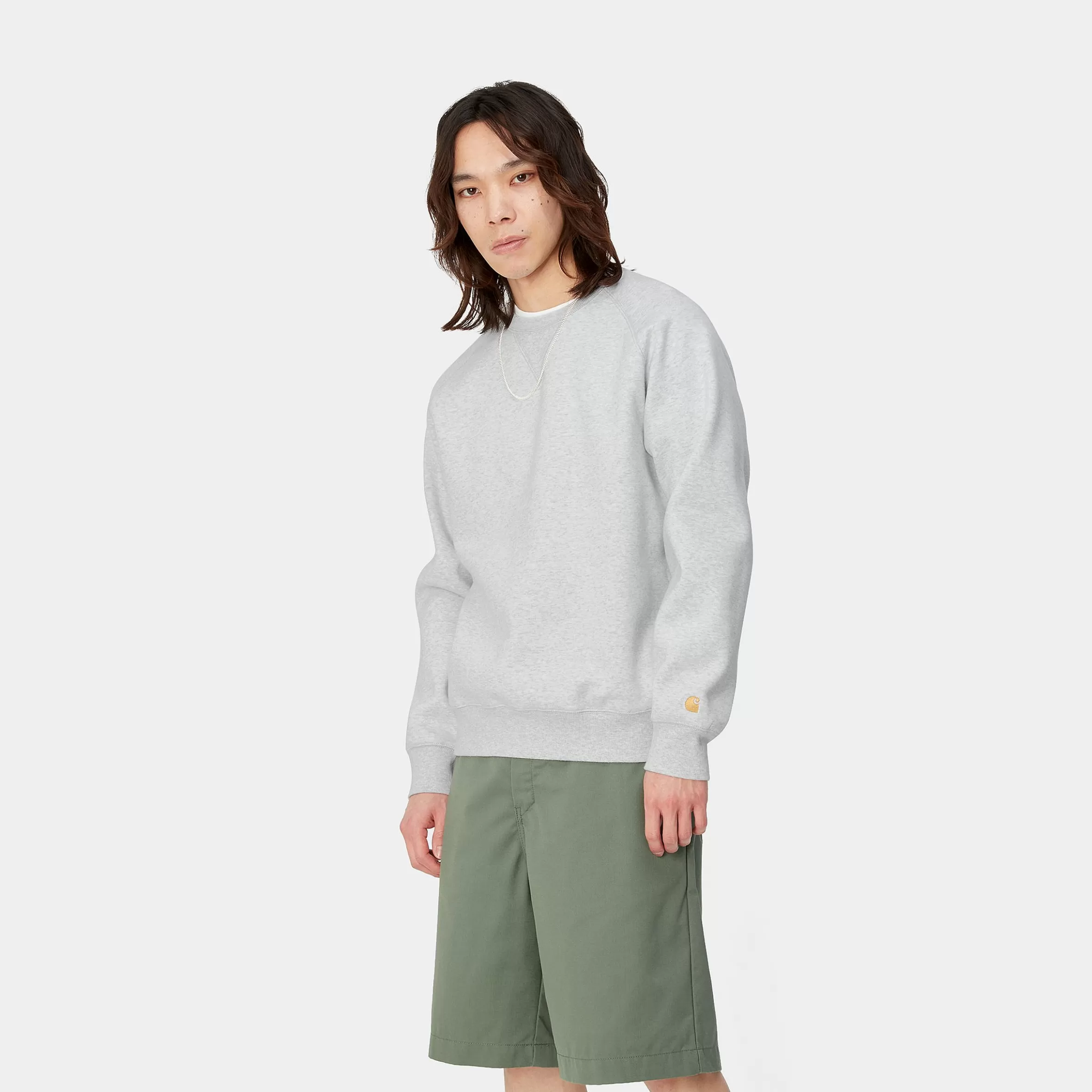 Carhartt WIP Sweats>Chase Sweatshirt Ash Heather / Gold