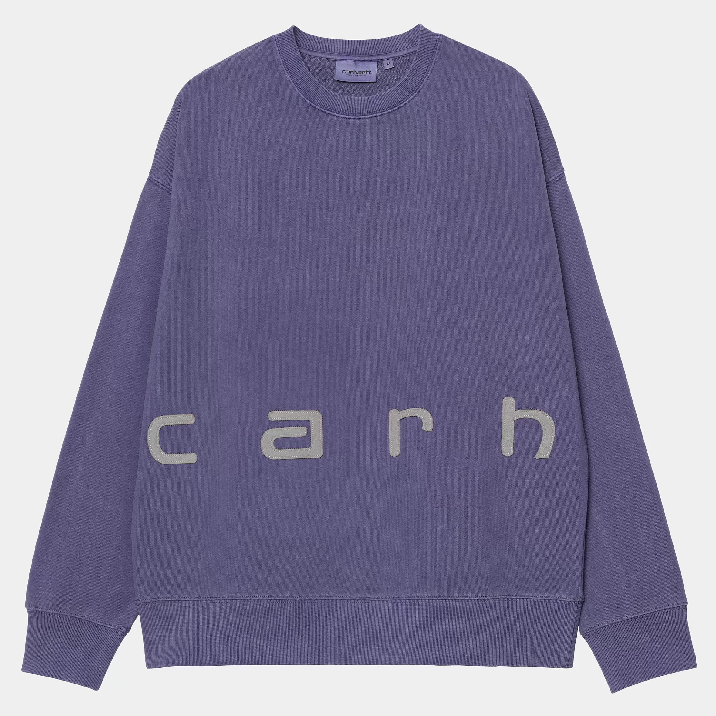 Carhartt WIP Sweats>Felt Script Sweat Aura / Misty Grey