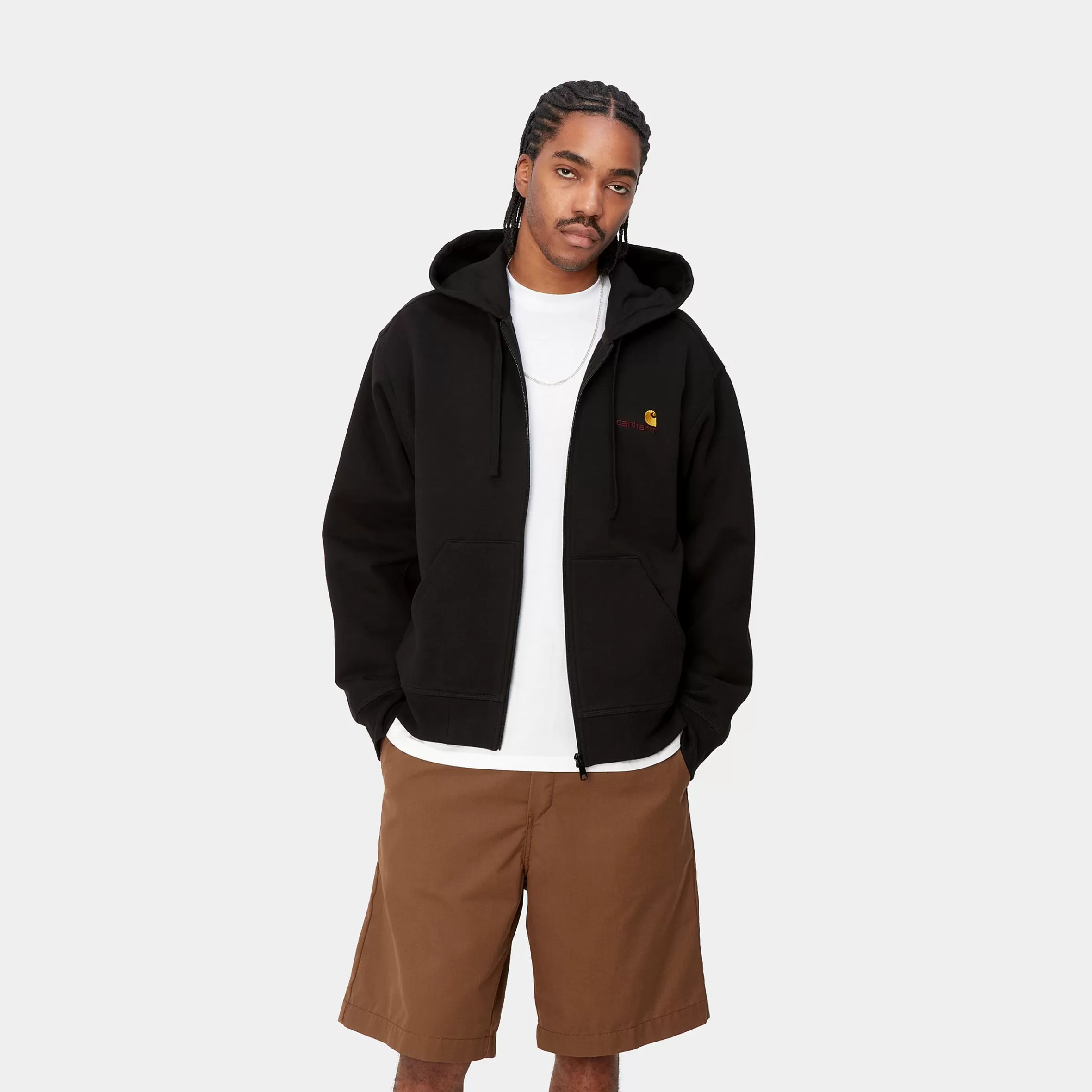 Carhartt WIP Sweats>Hooded American Script Jacket Black