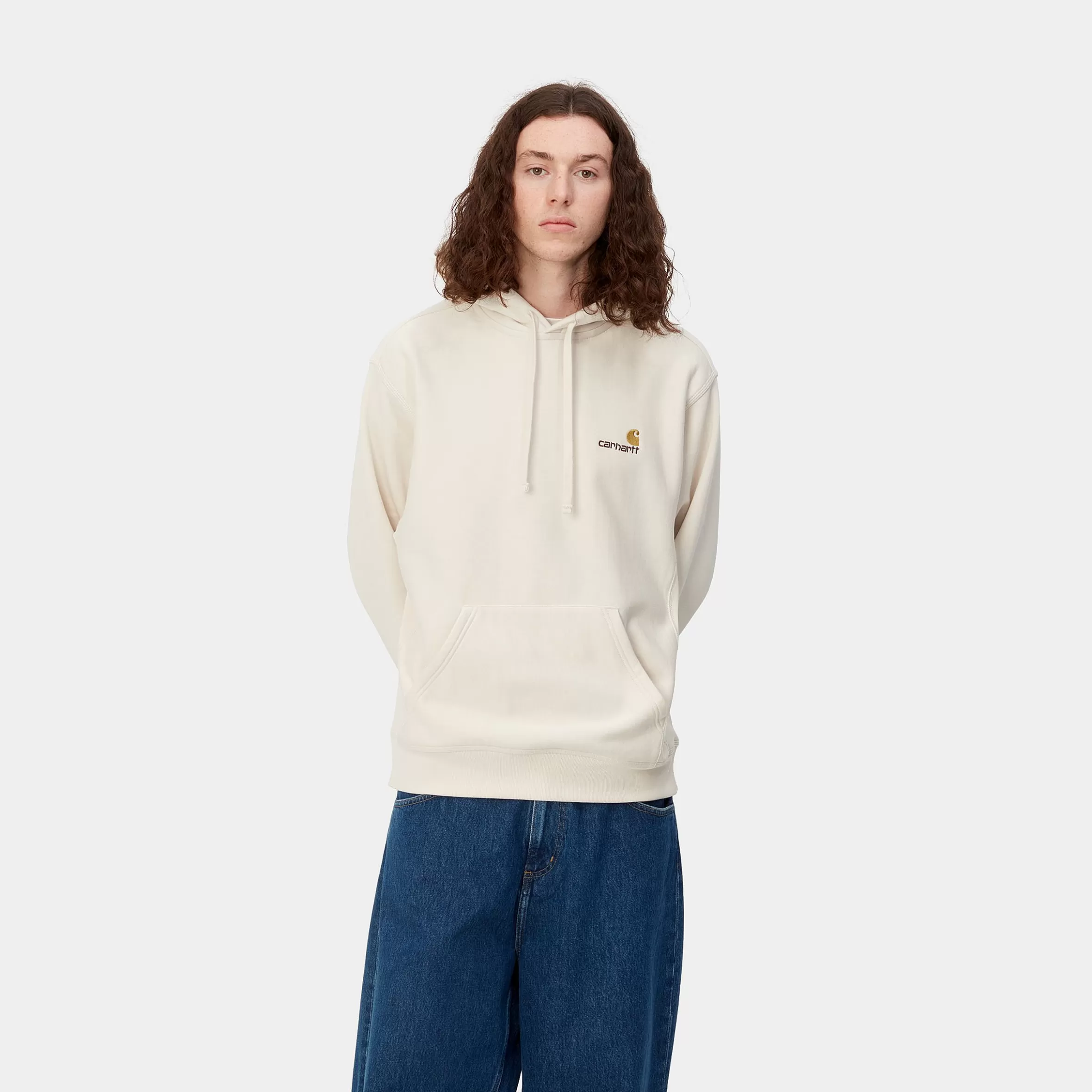 Carhartt WIP Sweats>Hooded American Script Sweatshirt Natural