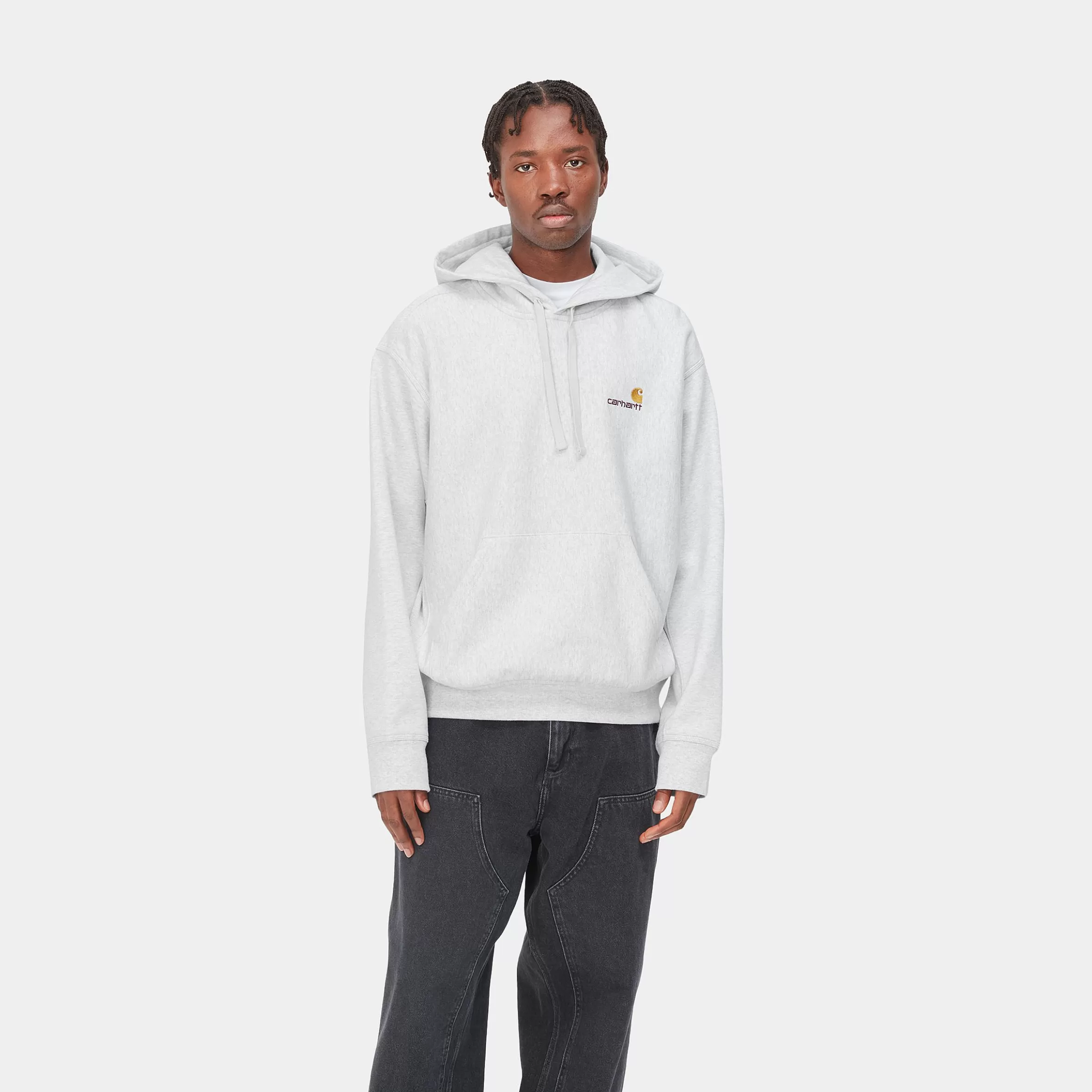 Carhartt WIP Sweats>Hooded American Script Sweatshirt Ash Heather