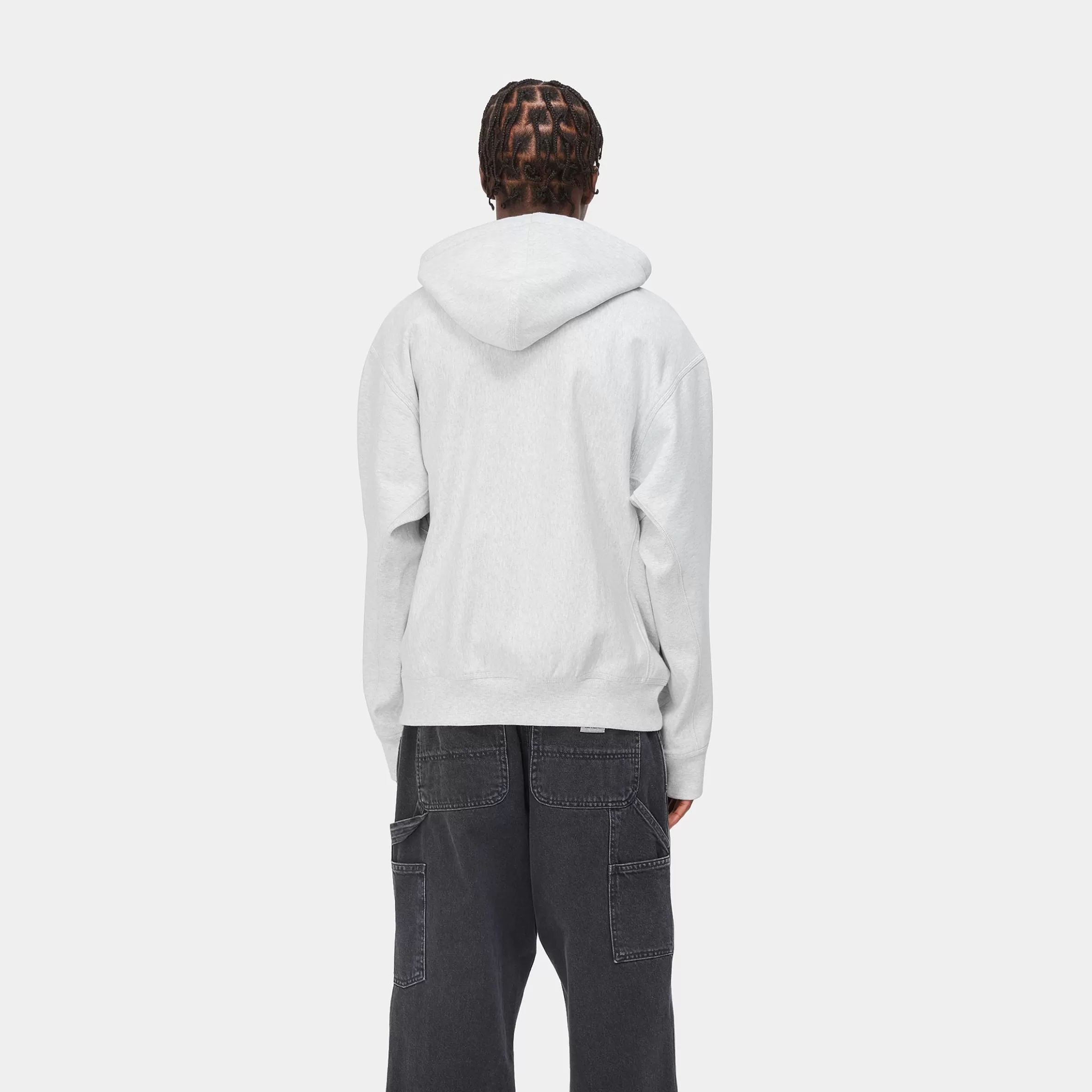 Carhartt WIP Sweats>Hooded American Script Sweatshirt Ash Heather