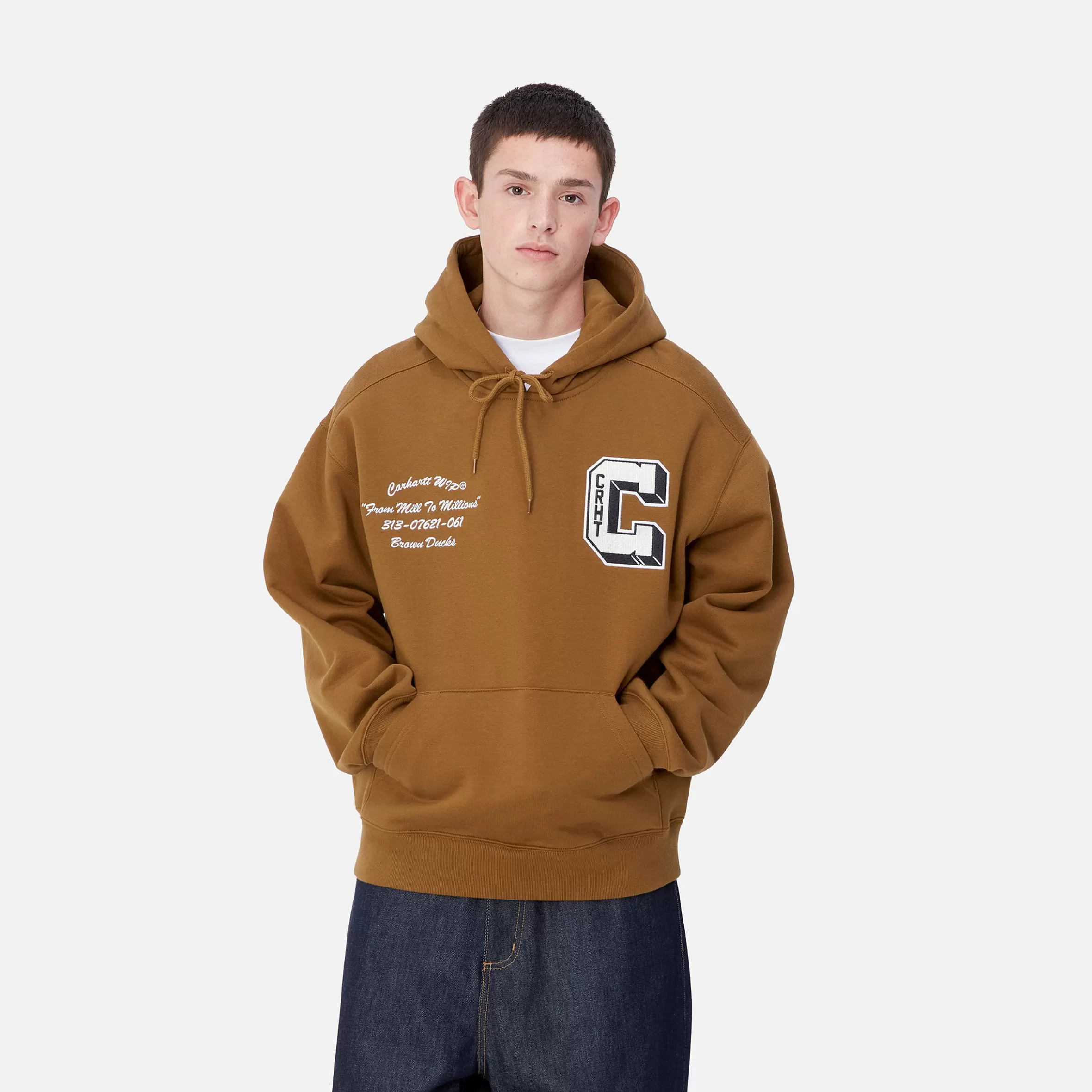 Carhartt WIP Sweats>Hooded Brown Ducks Sweat Hamilton Brown