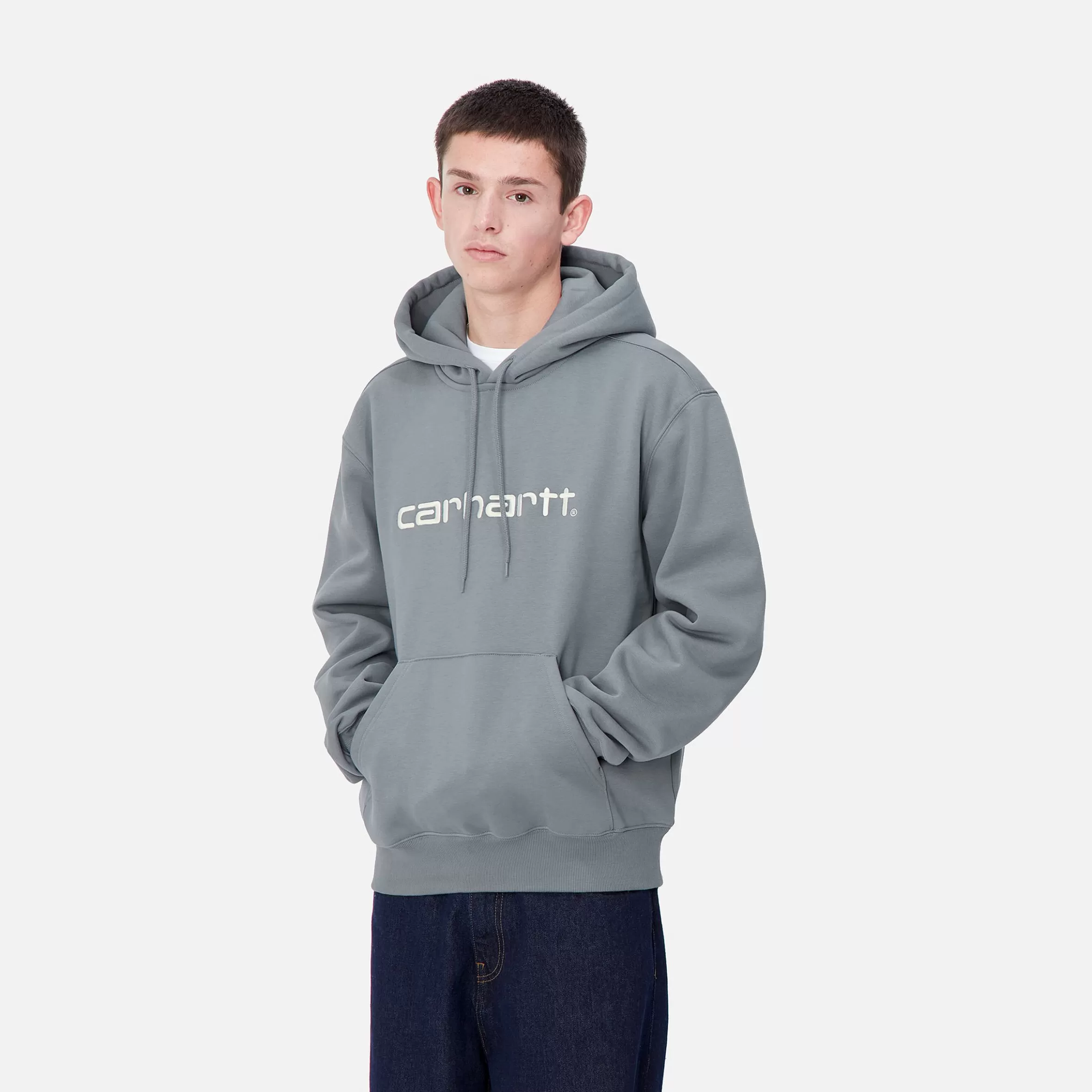 Carhartt WIP Sweats>Hooded Carhartt Sweatshirt Dove Grey / Wax