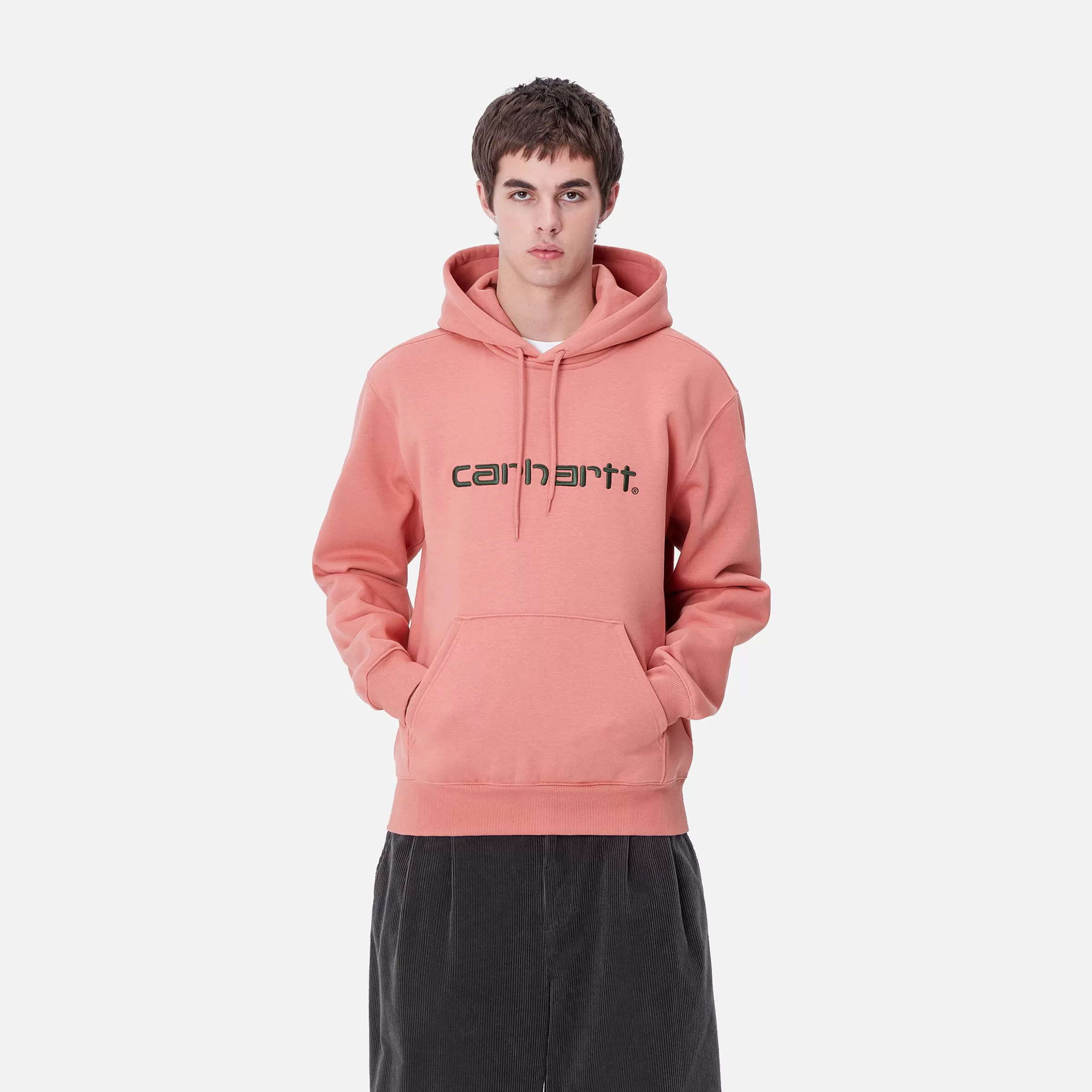 Carhartt WIP Sweats>Hooded Carhartt Sweatshirt Dusty Rose / Sycamore Tree