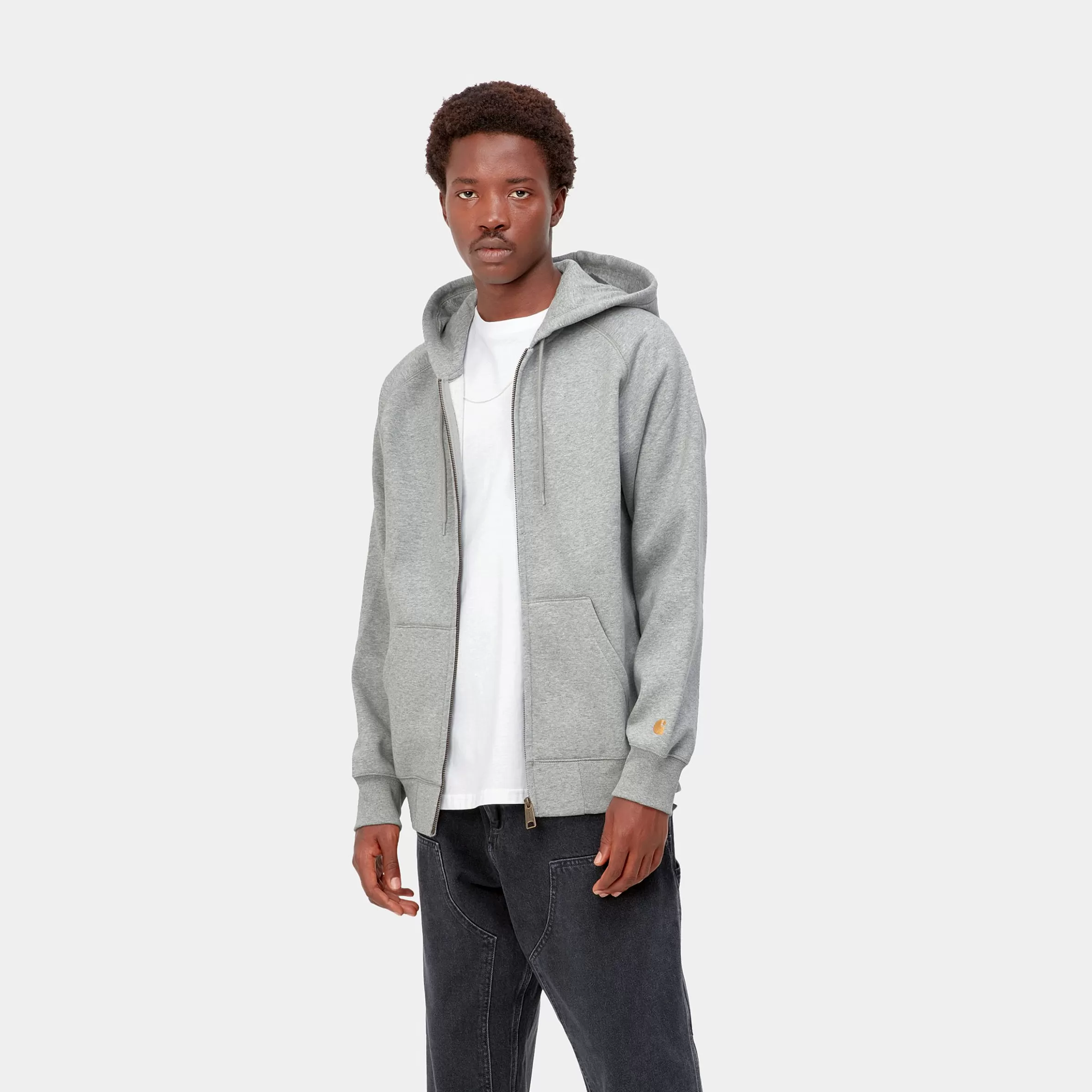 Carhartt WIP Sweats>Hooded Chase Jacket Grey Heather / Gold