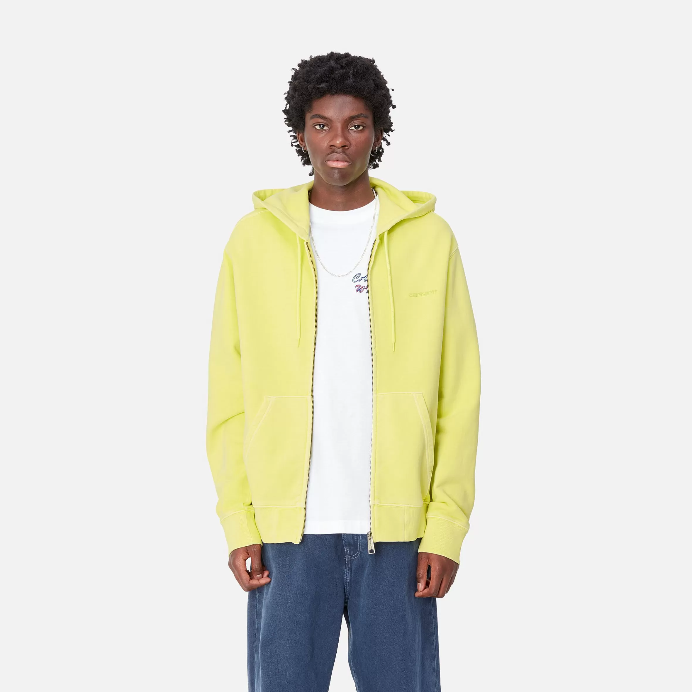 Carhartt WIP Sweats>Hooded Duster Script Jacket Arctic Lime