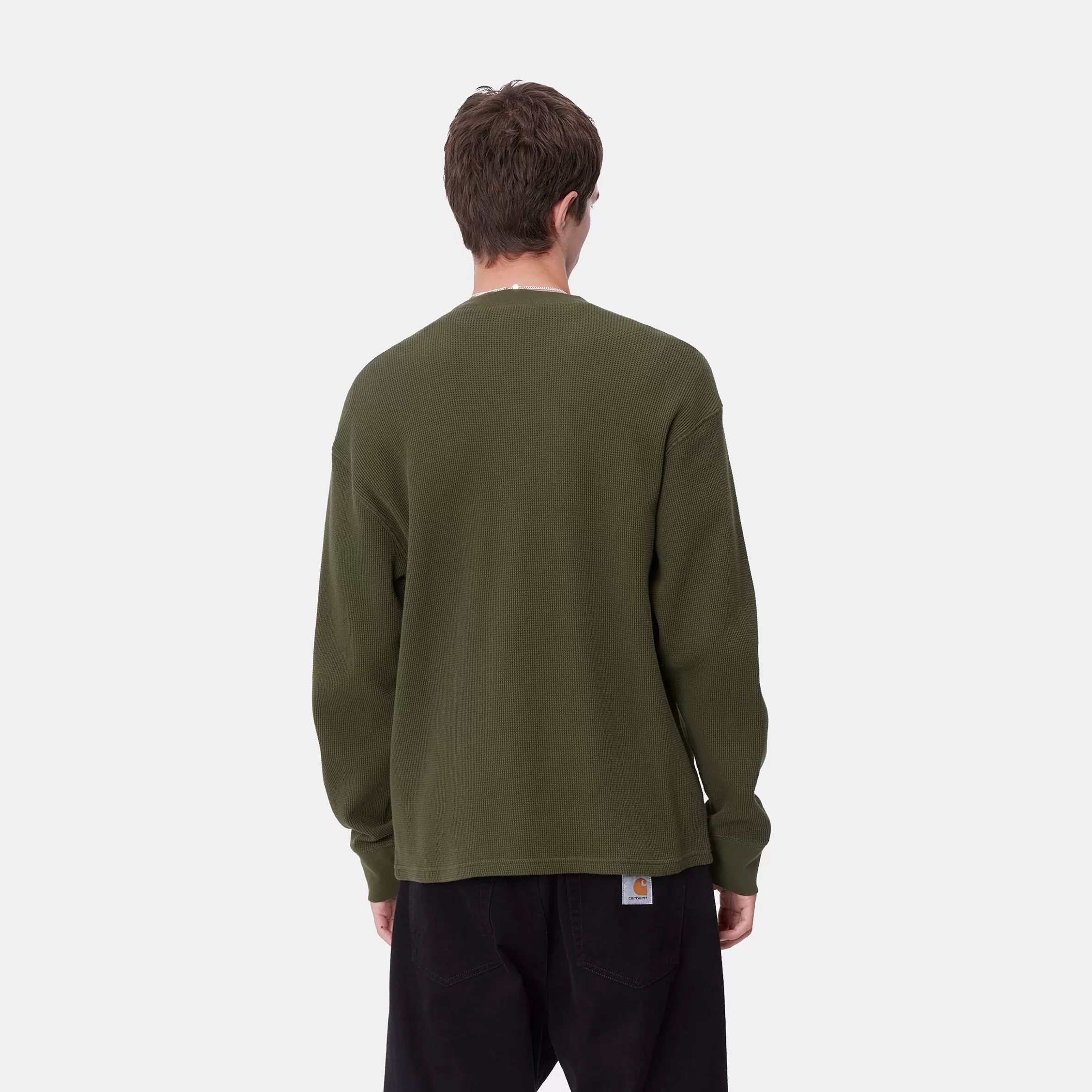 Carhartt WIP T-Shirts & Polos>L/S Basics Script T-Shirt Office Green / Winter Spice