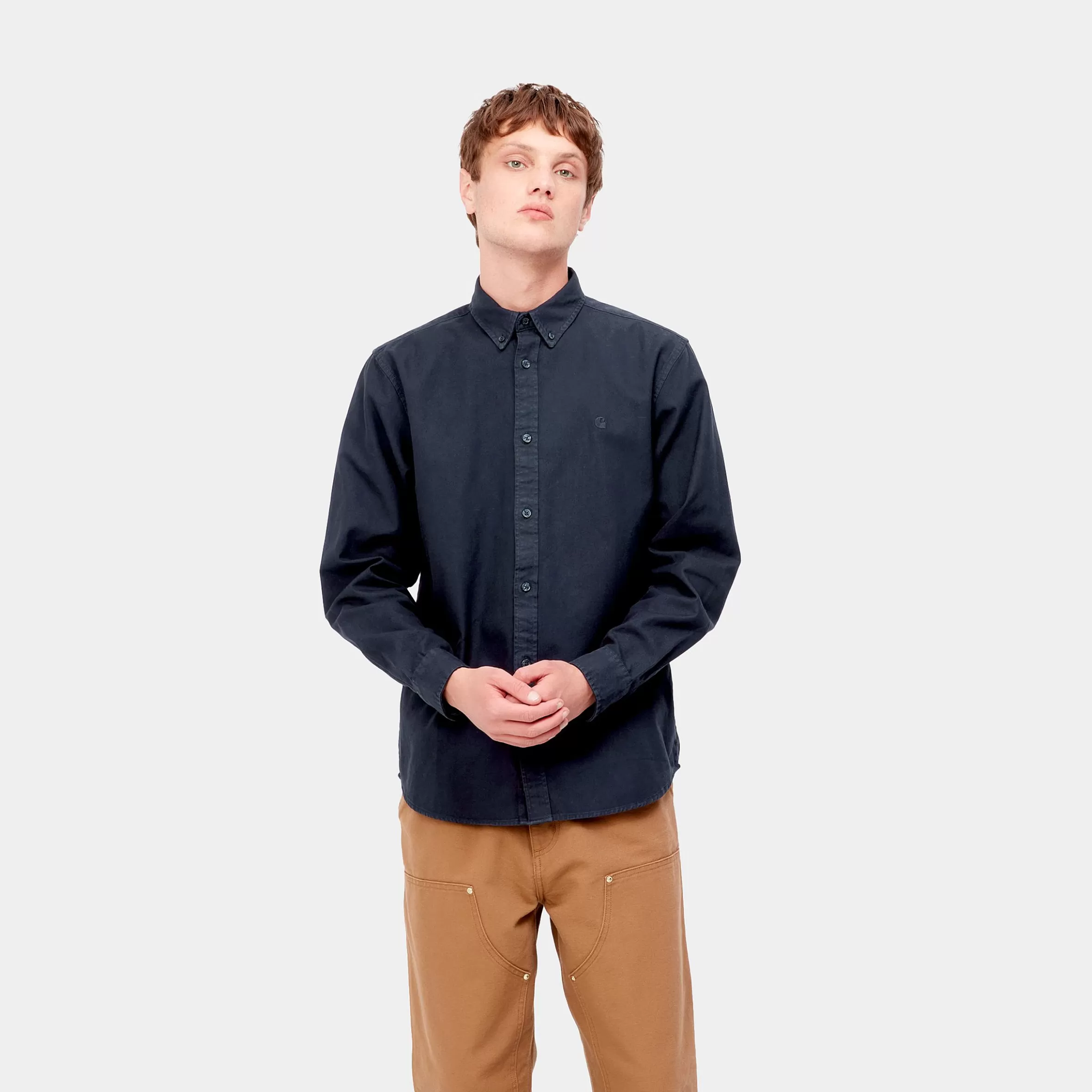 Carhartt WIP Hemden>L/S Bolton Shirt Dark Navy