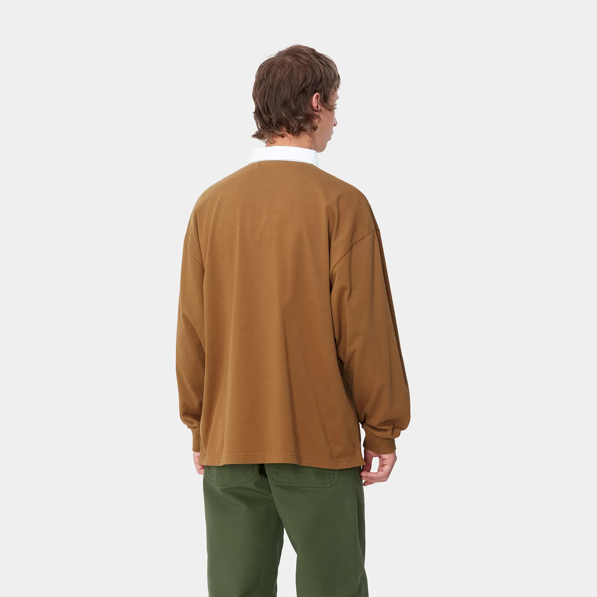 Carhartt WIP T-Shirts & Polos>L/S Brown Ducks Rugby Shirt Hamilton Brown / White