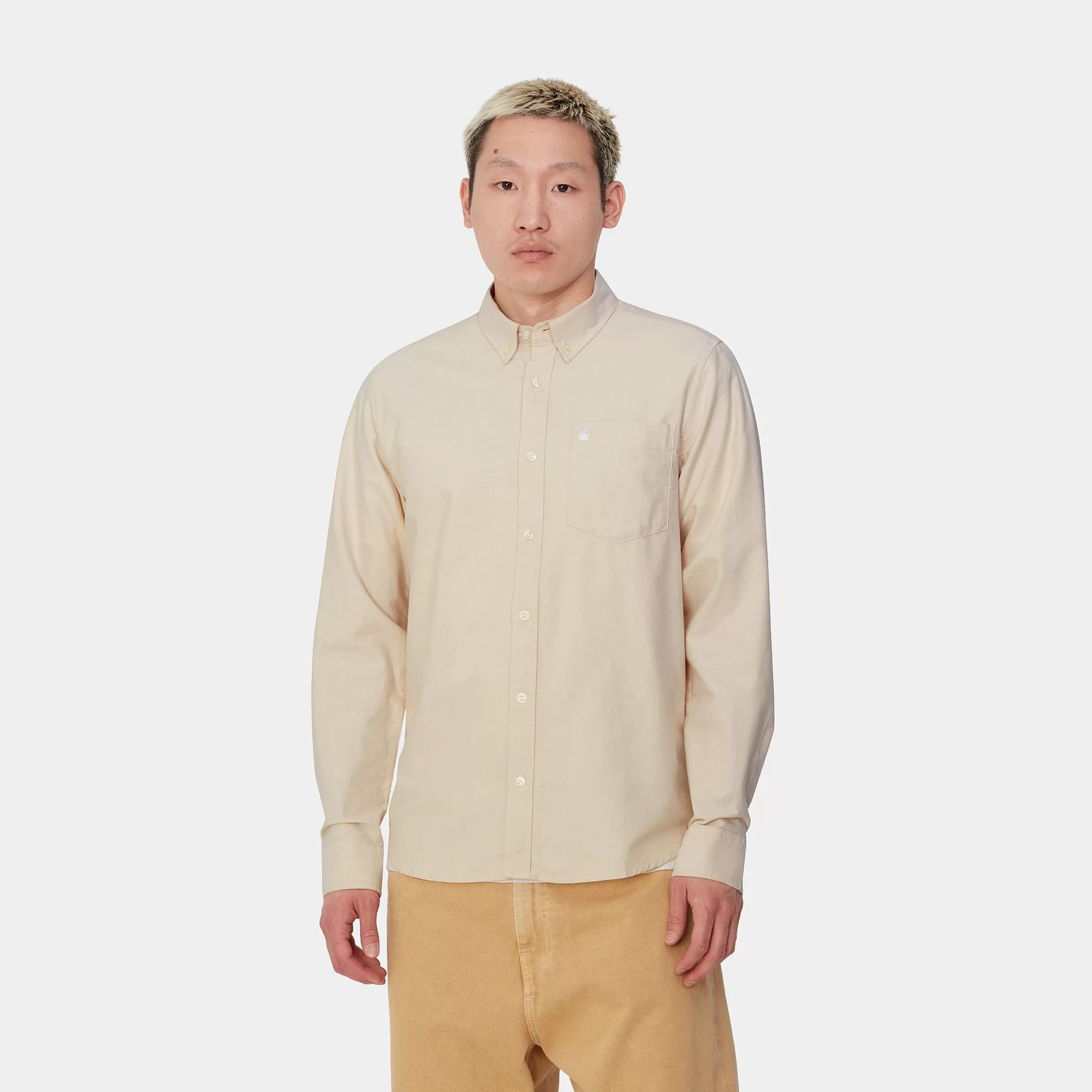 Carhartt WIP Hemden>L/S C-Logo Shirt Cornsilk / White