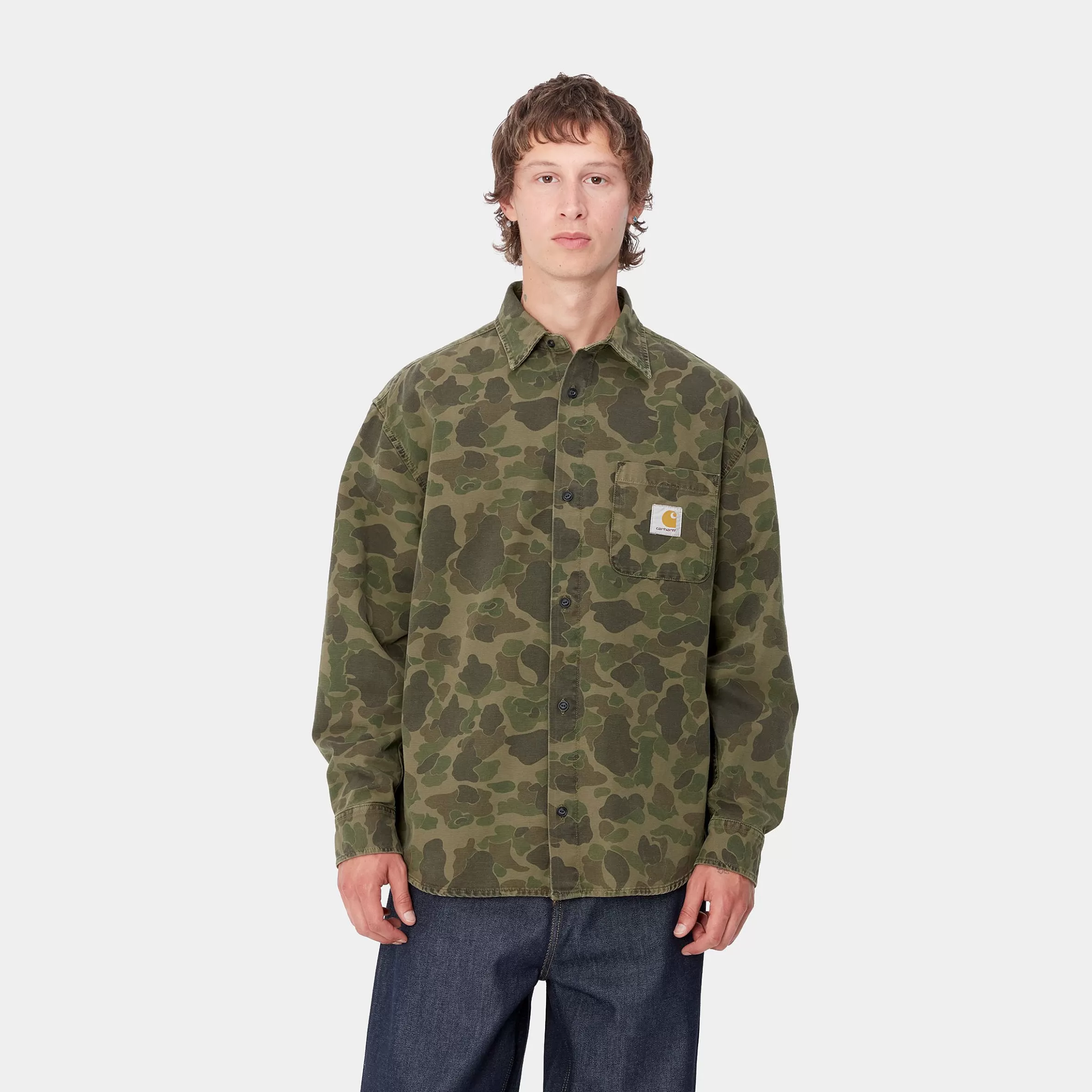 Carhartt WIP Hemden>L/S Duck Shirt Camo Duck, Green / Office Green