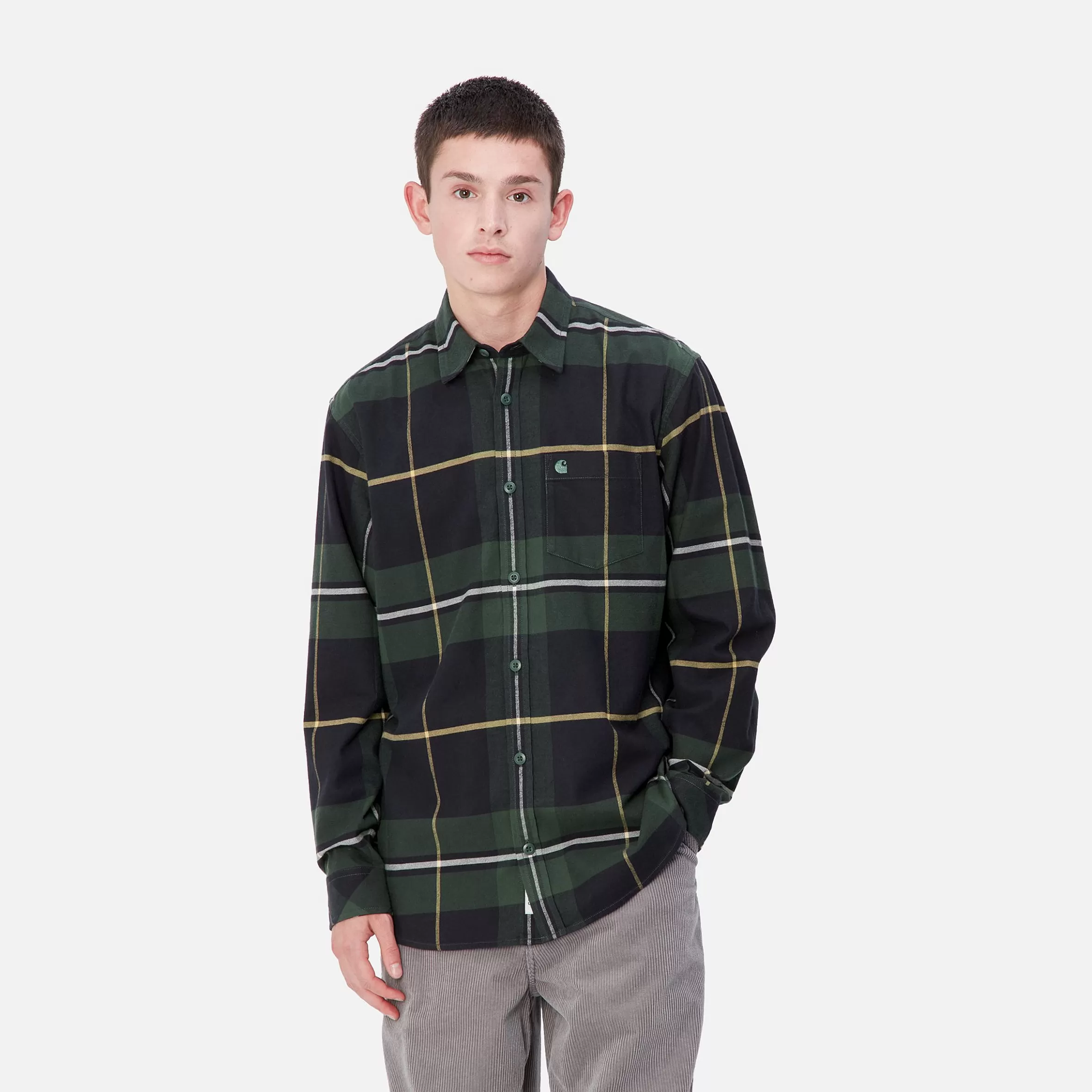 Carhartt WIP Hemden>L/S Garnett Shirt Garnett Check, Sycamore Tree / Sycamore Tree