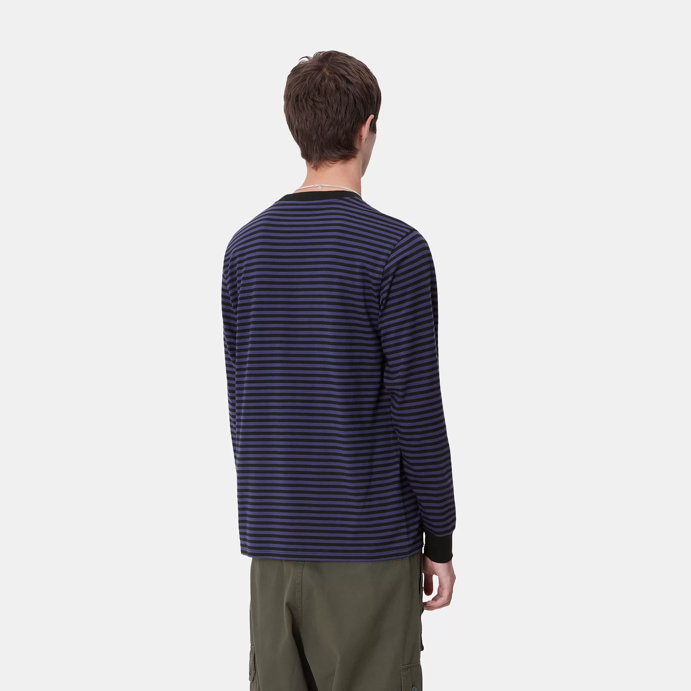 Carhartt WIP T-Shirts & Polos>L/S Verner Pocket T-Shirt Verner Stripe, Black / Aura