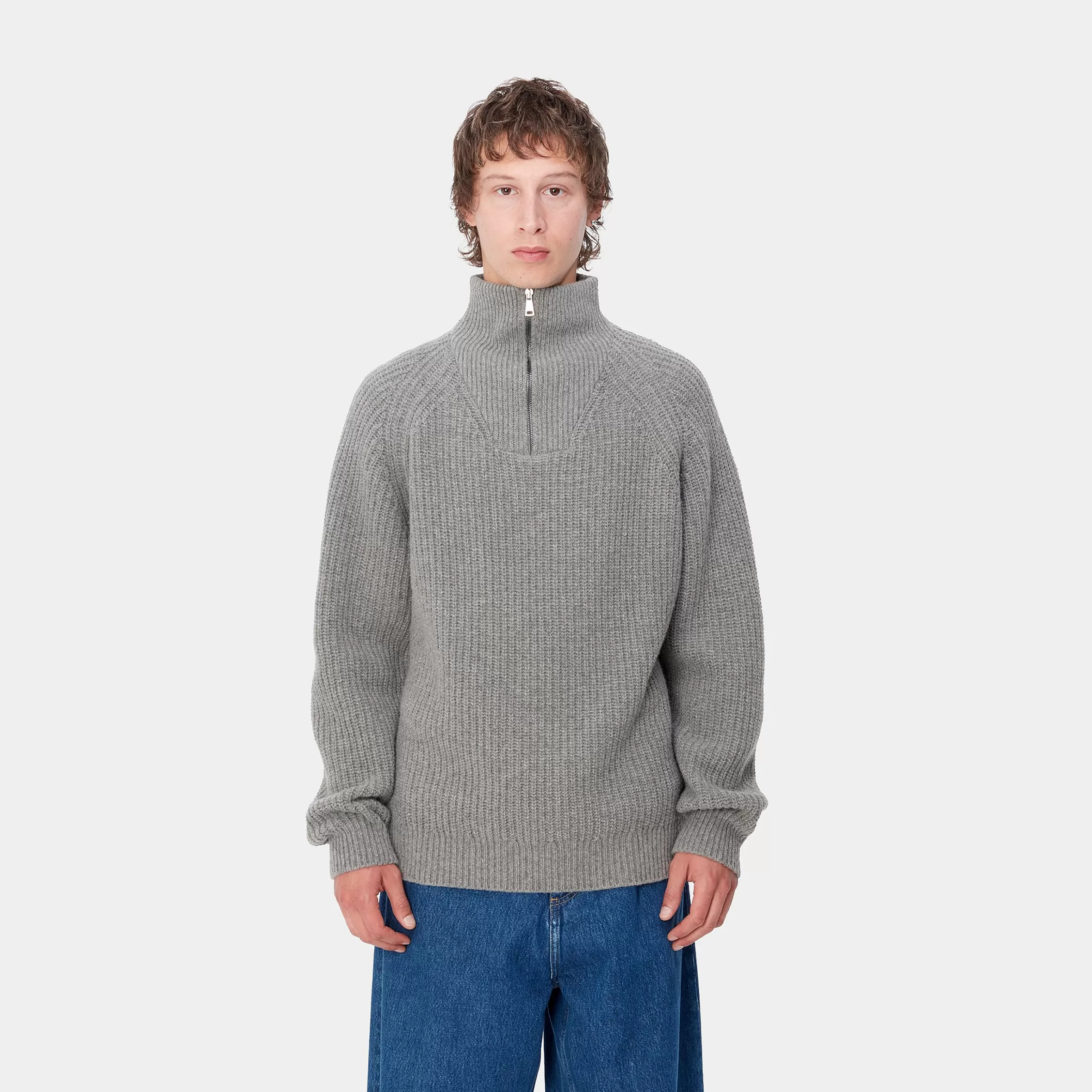 Carhartt WIP Strick>Marlon Half Zip Sweater Grey Heather