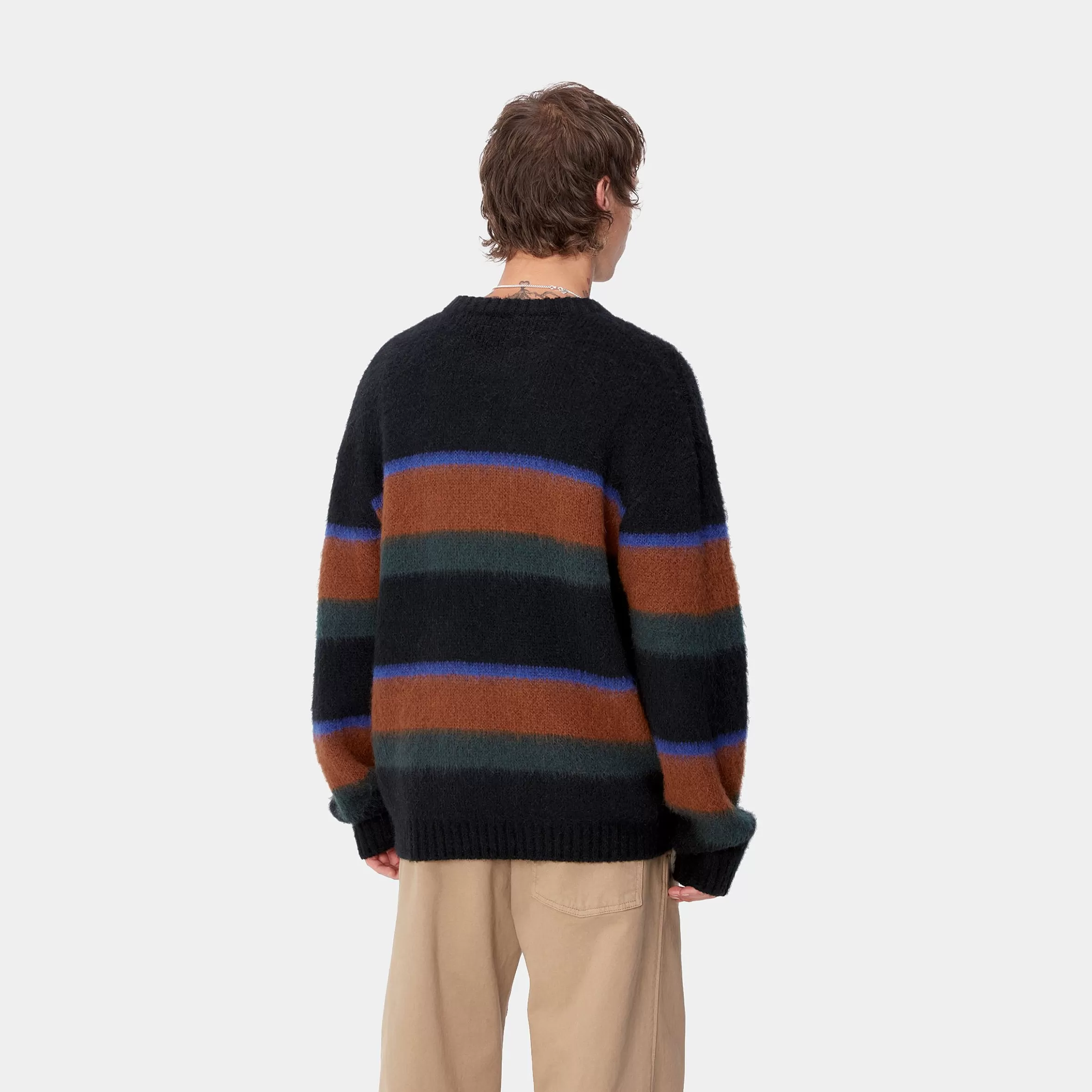 Carhartt WIP Strick>Merton Sweater Sundling Stripe, Deep H Brown