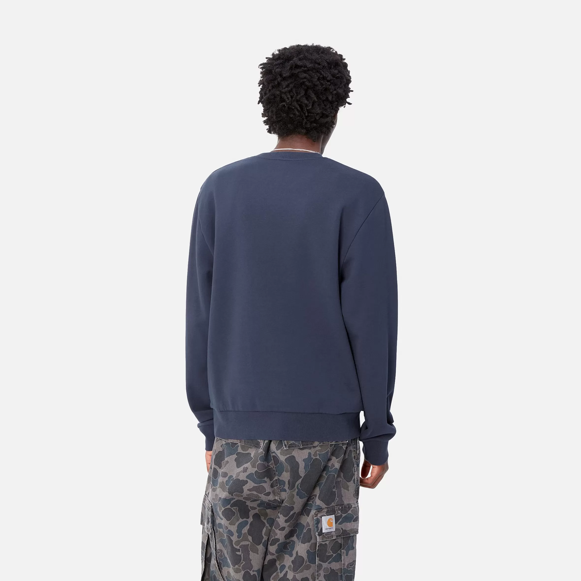 Carhartt WIP Sweats>Script Embroidery Sweat Air Force Blue / White