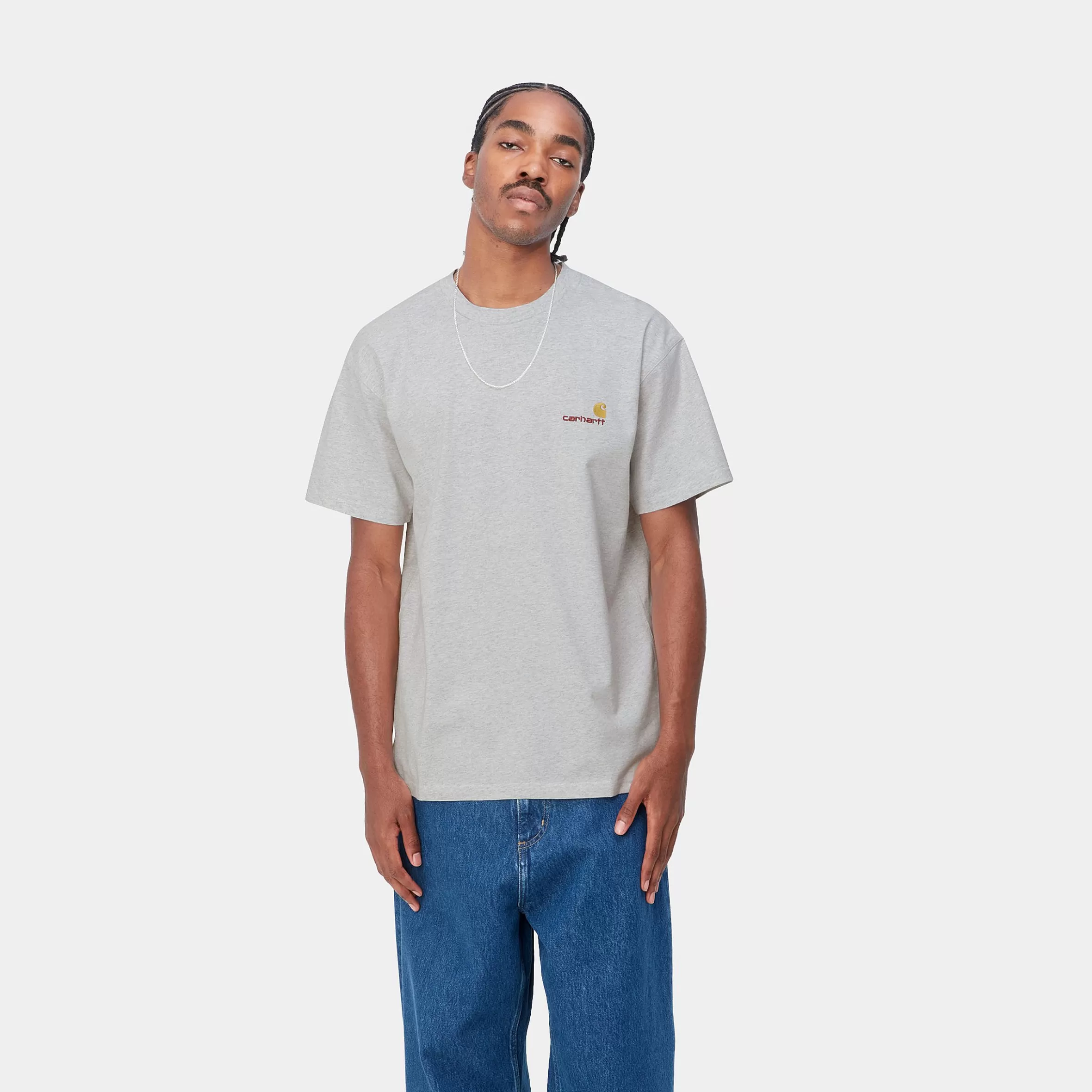 Carhartt WIP T-Shirts & Polos>S/S American Script T-Shirt Ash Heather