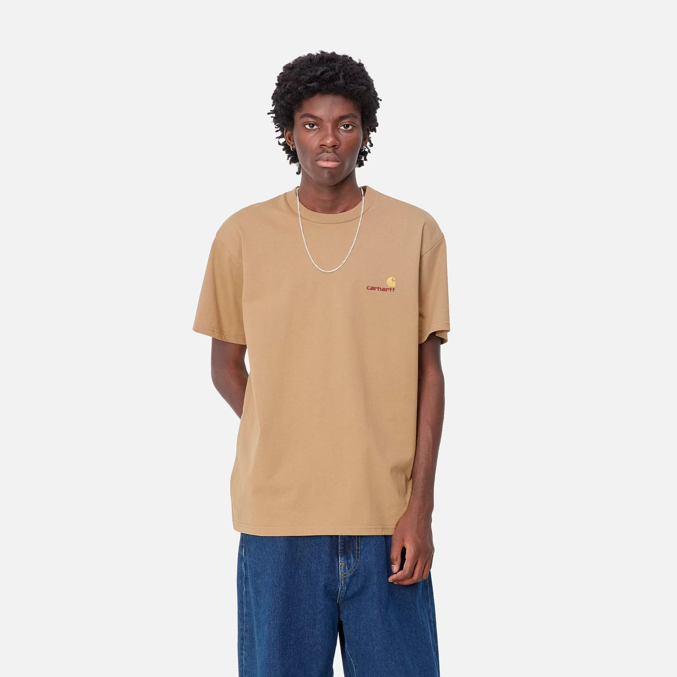 Carhartt WIP T-Shirts & Polos>S/S American Script T-Shirt Peanut