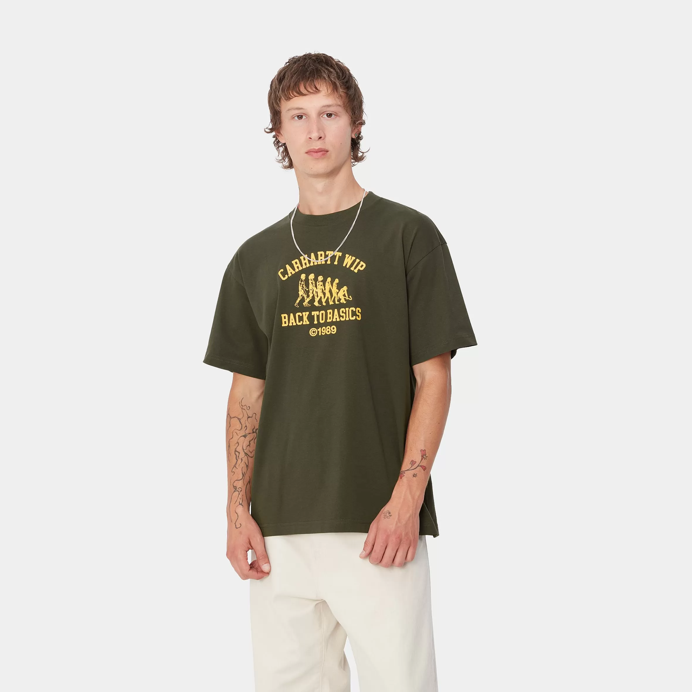 Carhartt WIP T-Shirts & Polos>S/S Basics T-Shirt Office Green / Winter Spice