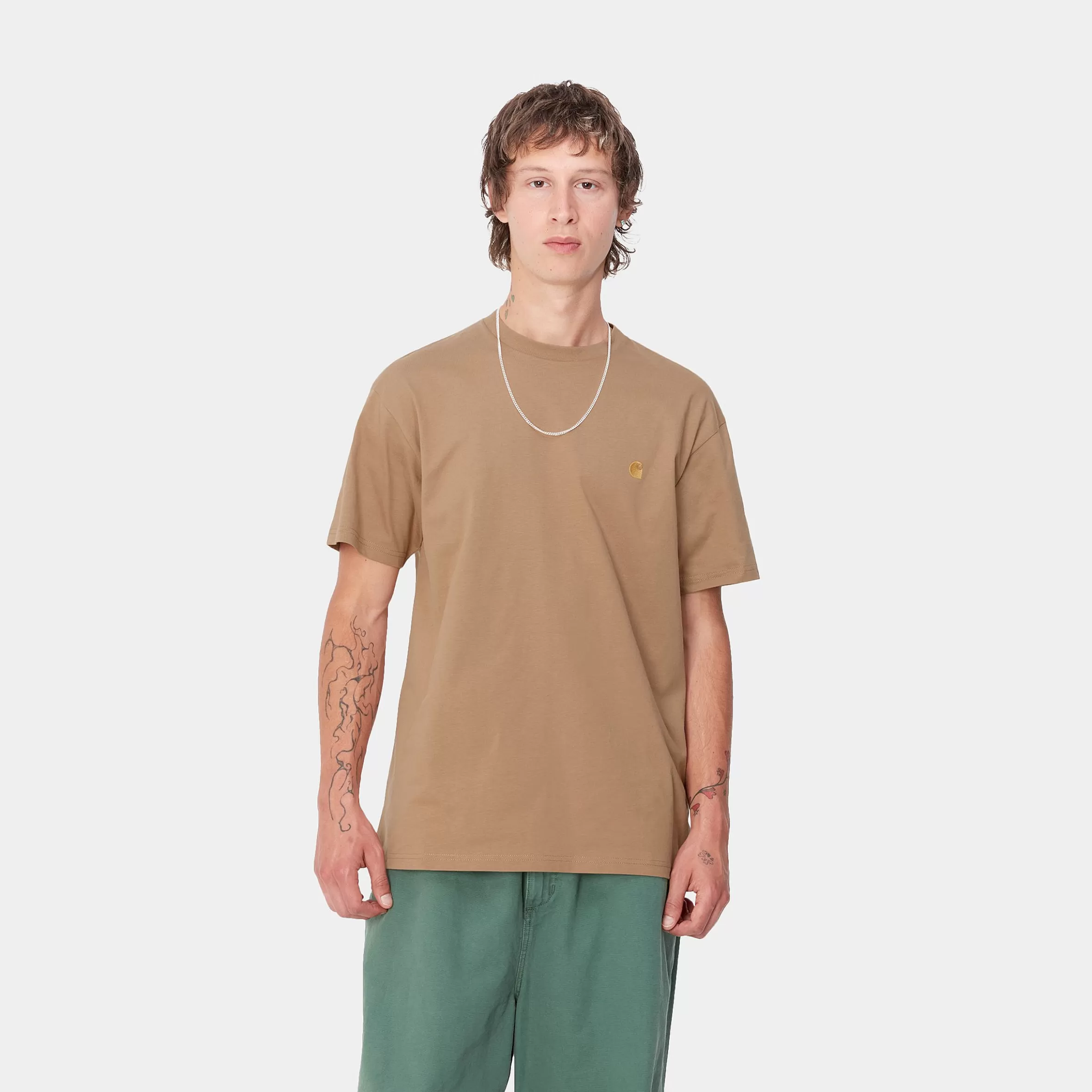 Carhartt WIP T-Shirts & Polos>S/S Chase T-Shirt Peanut / Gold