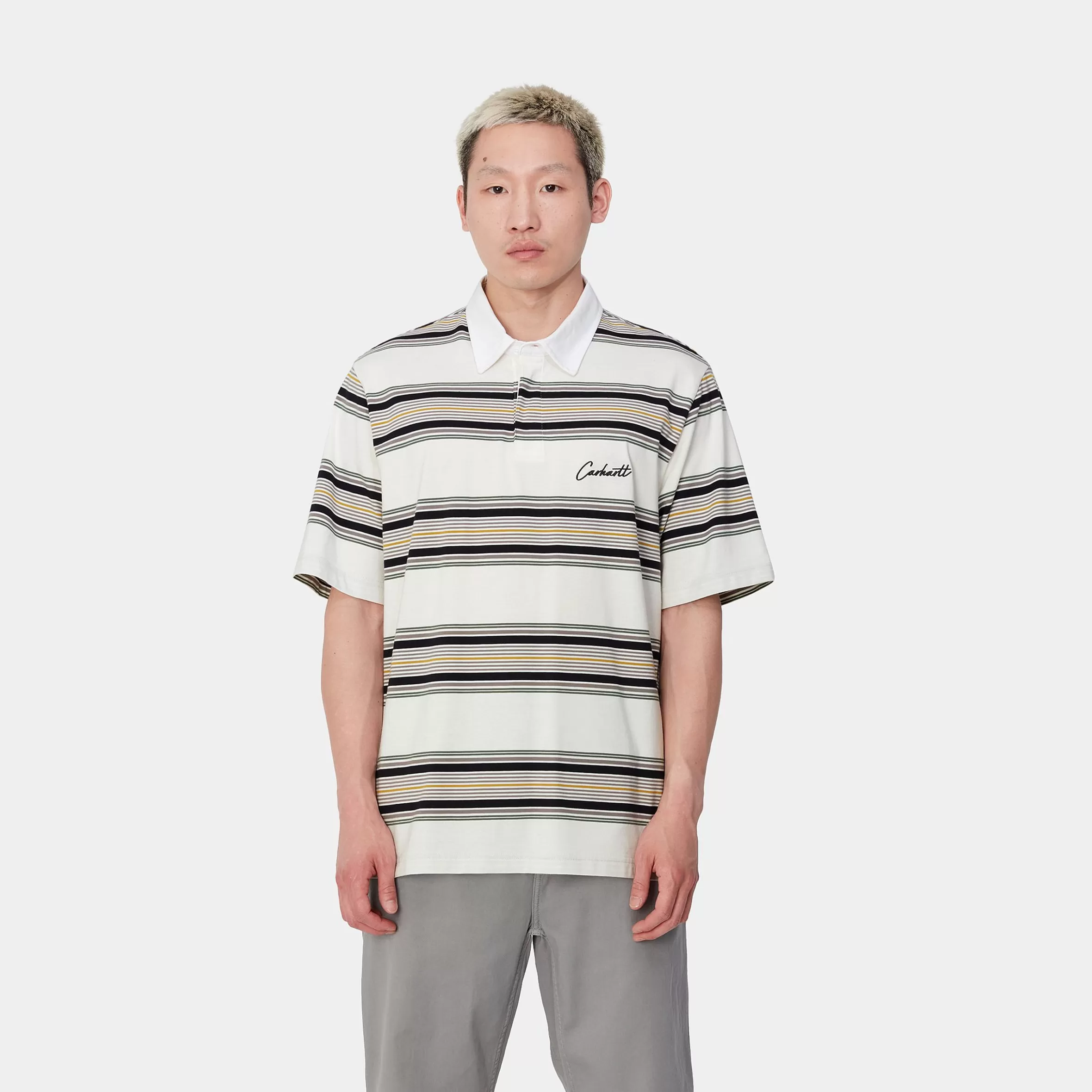 Carhartt WIP T-Shirts & Polos>S/S Gaines Rugby Shirt Gaines Stripe, Wax