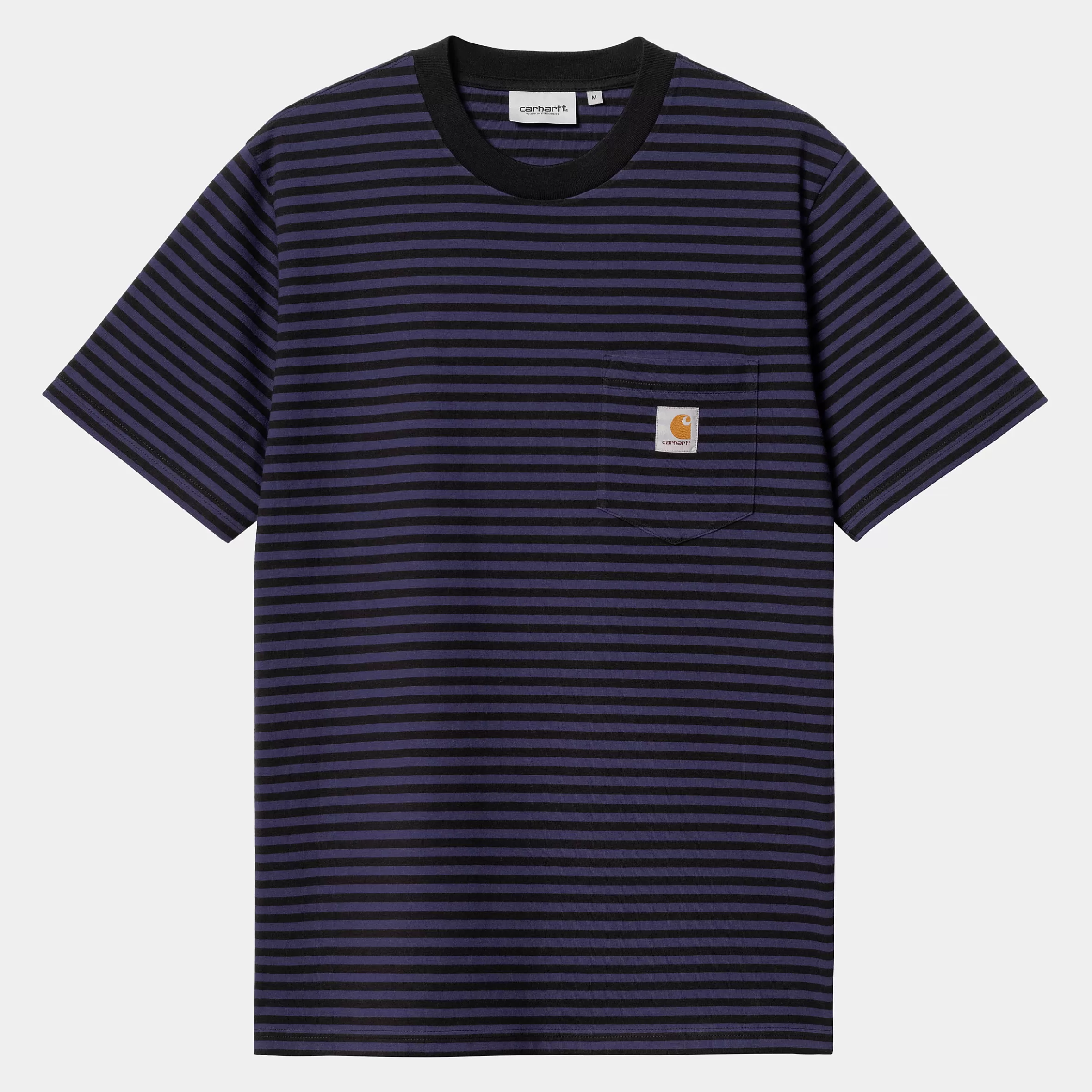 Carhartt WIP T-Shirts & Polos>S/S Verner Pocket T-Shirt Verner Stripe, Black / Aura