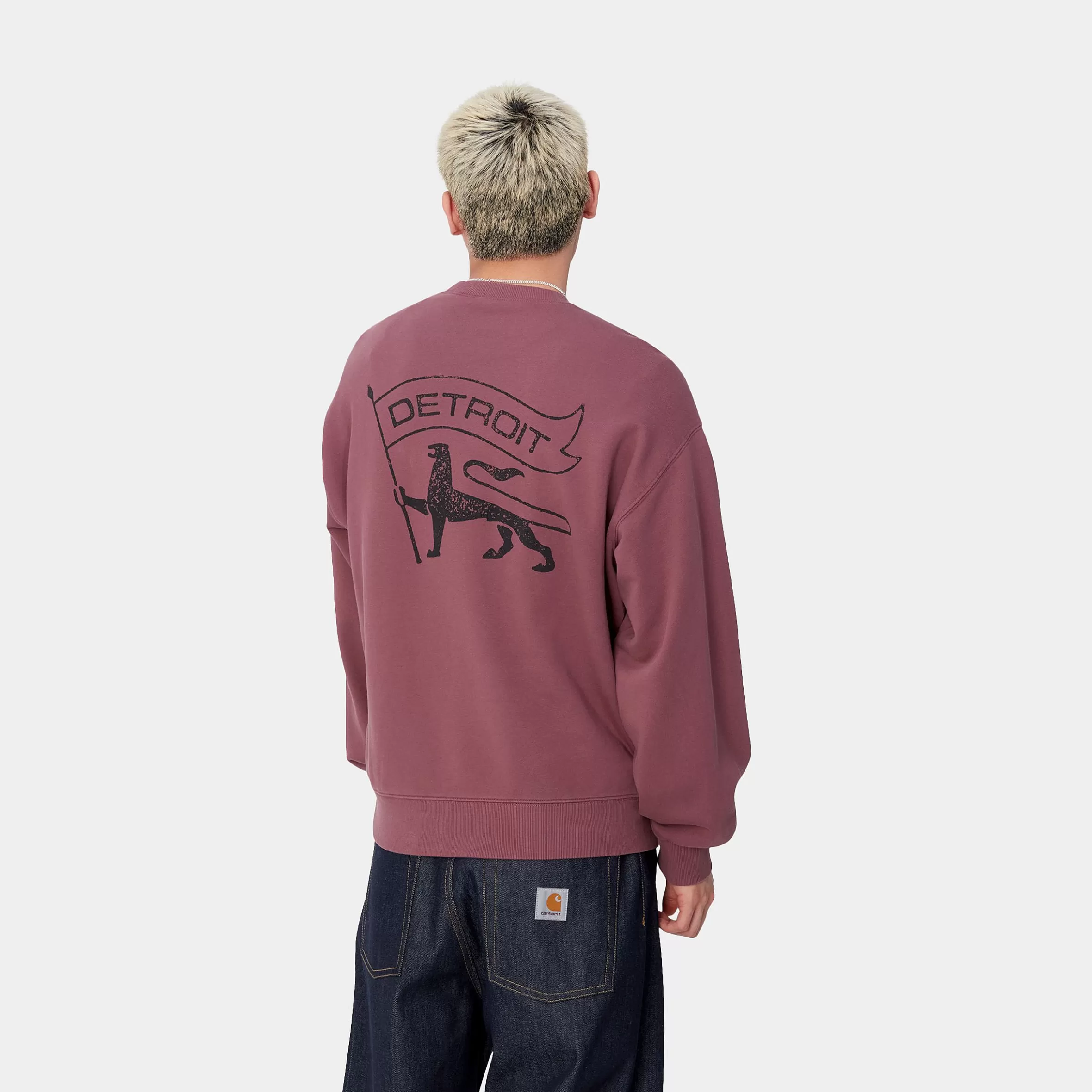 Carhartt WIP Sweats>Stamp Sweat Dusty Fuchsia / Black