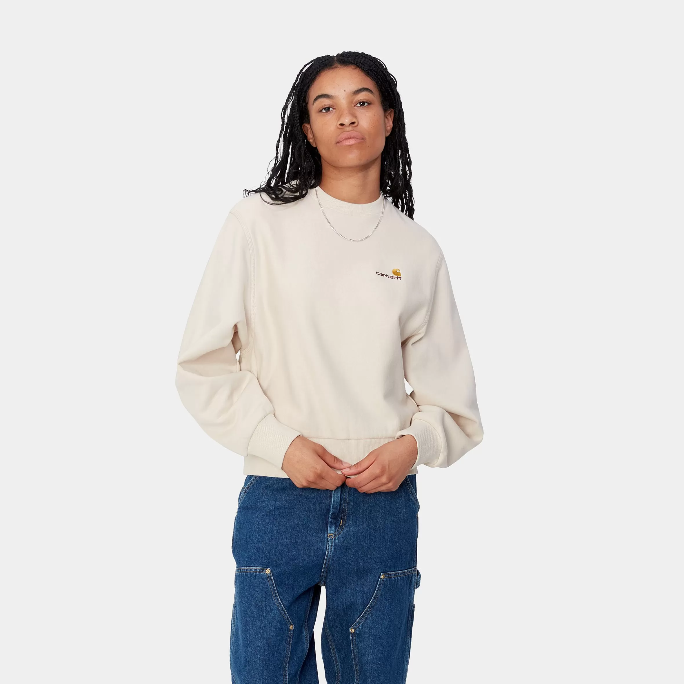 Carhartt WIP Sweats>W' American Script Sweatshirt Moonbeam