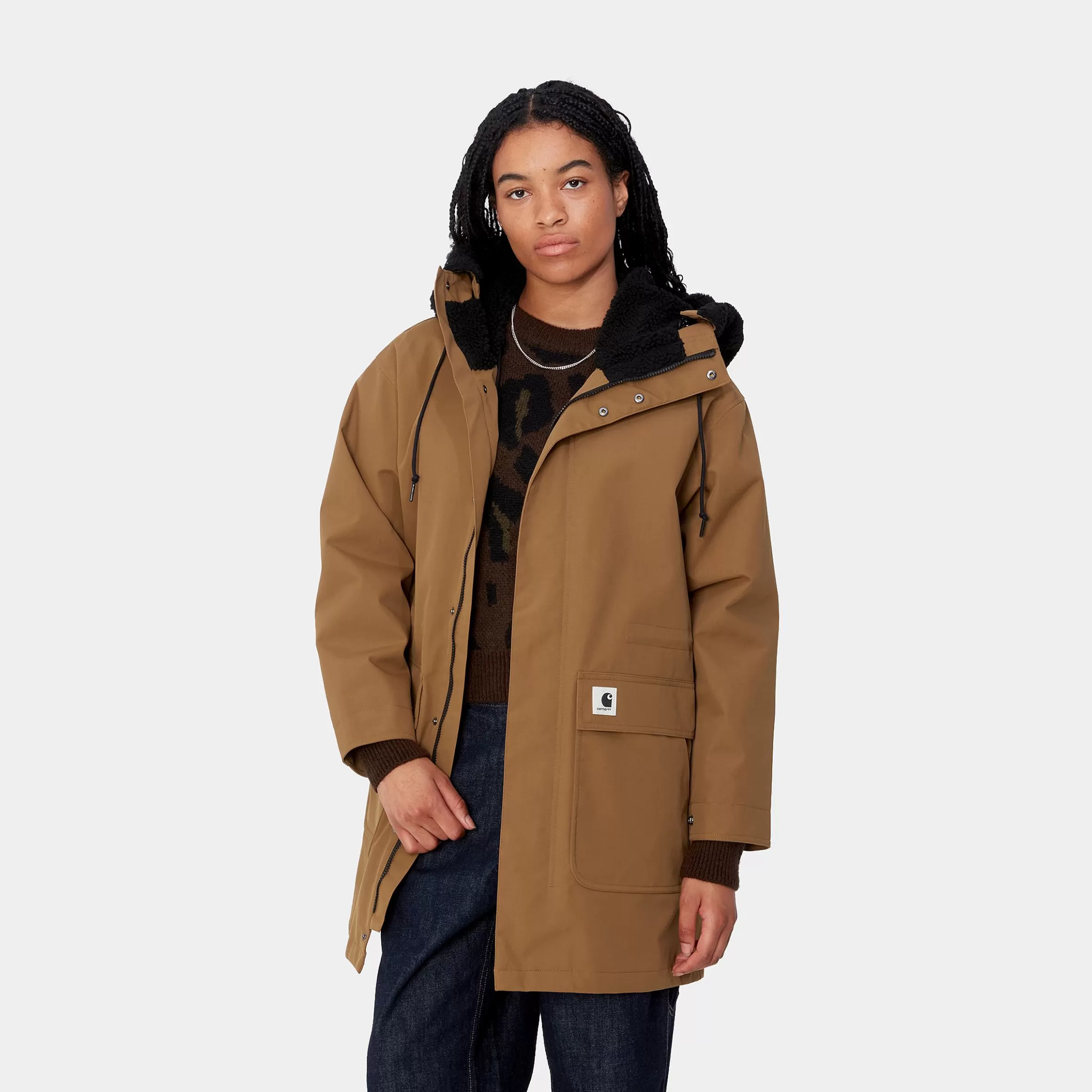 Carhartt WIP Jacken>W' Clarton Parka Hamilton Brown / Black