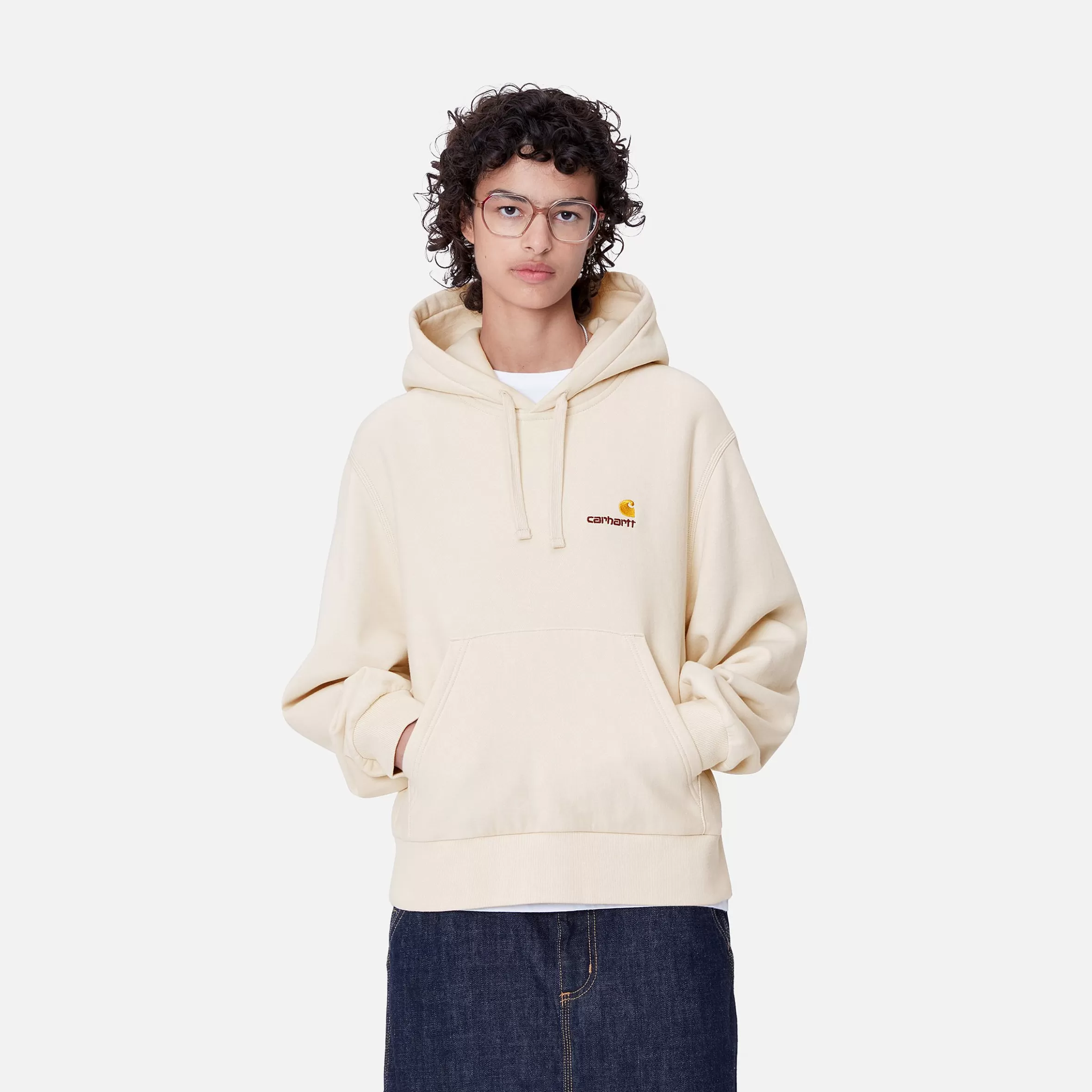 Carhartt WIP Sweats>W' Hooded American Script Sweatshirt Moonbeam