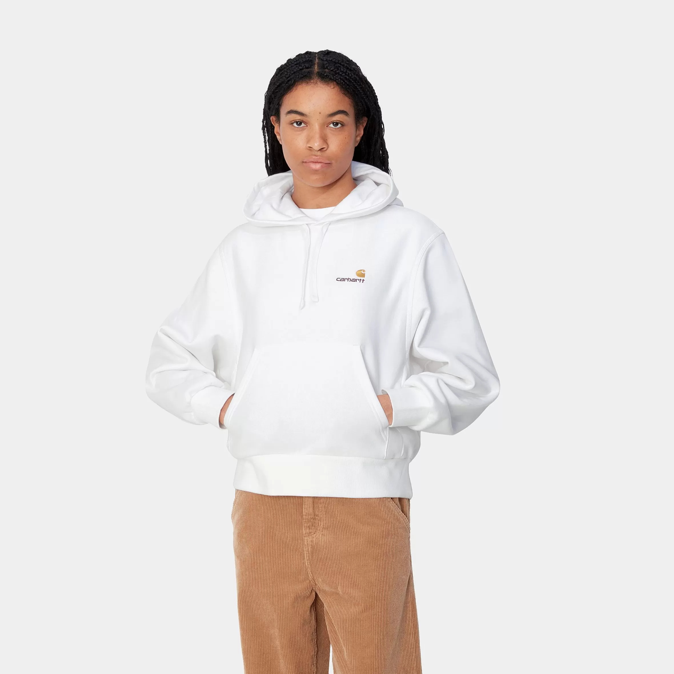 Carhartt WIP Sweats>W' Hooded American Script Sweatshirt White