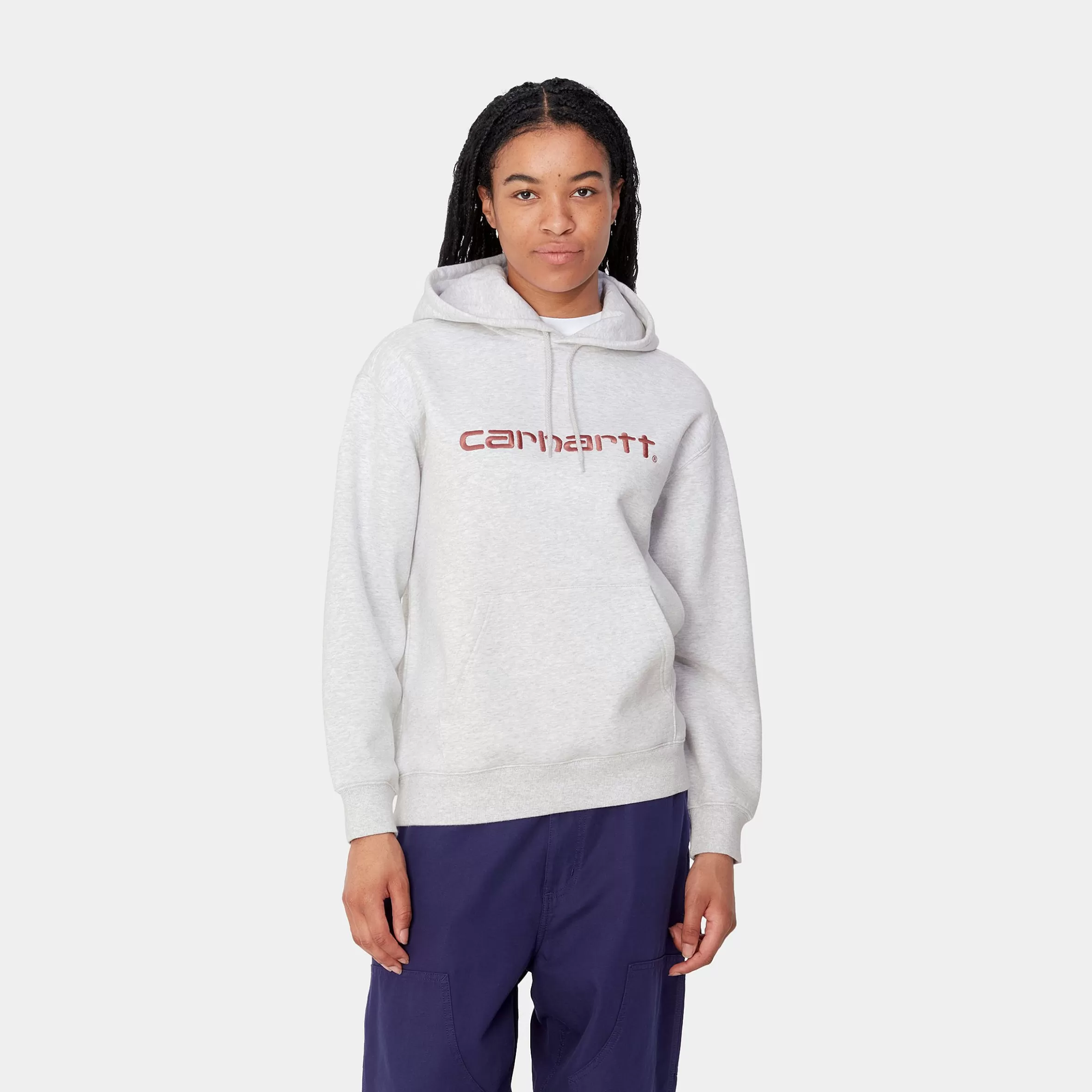 Carhartt WIP Sweats>W' Hooded Carhartt Sweatshirt Ash Heather / Dusty Rose