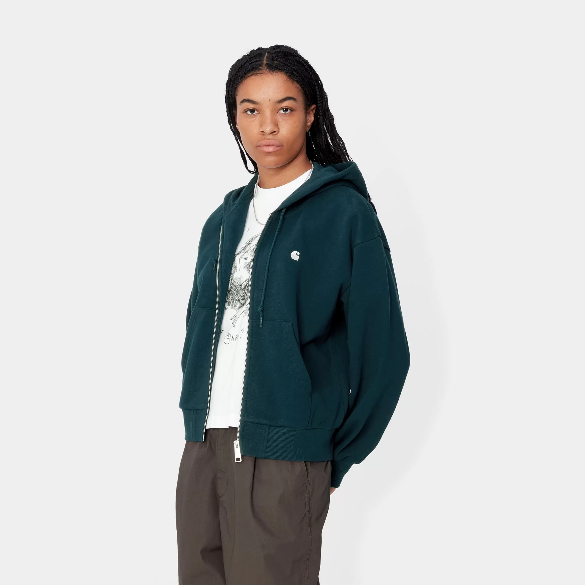 Carhartt WIP Sweats>W' Hooded Casey Jacket Duck Blue / Silver