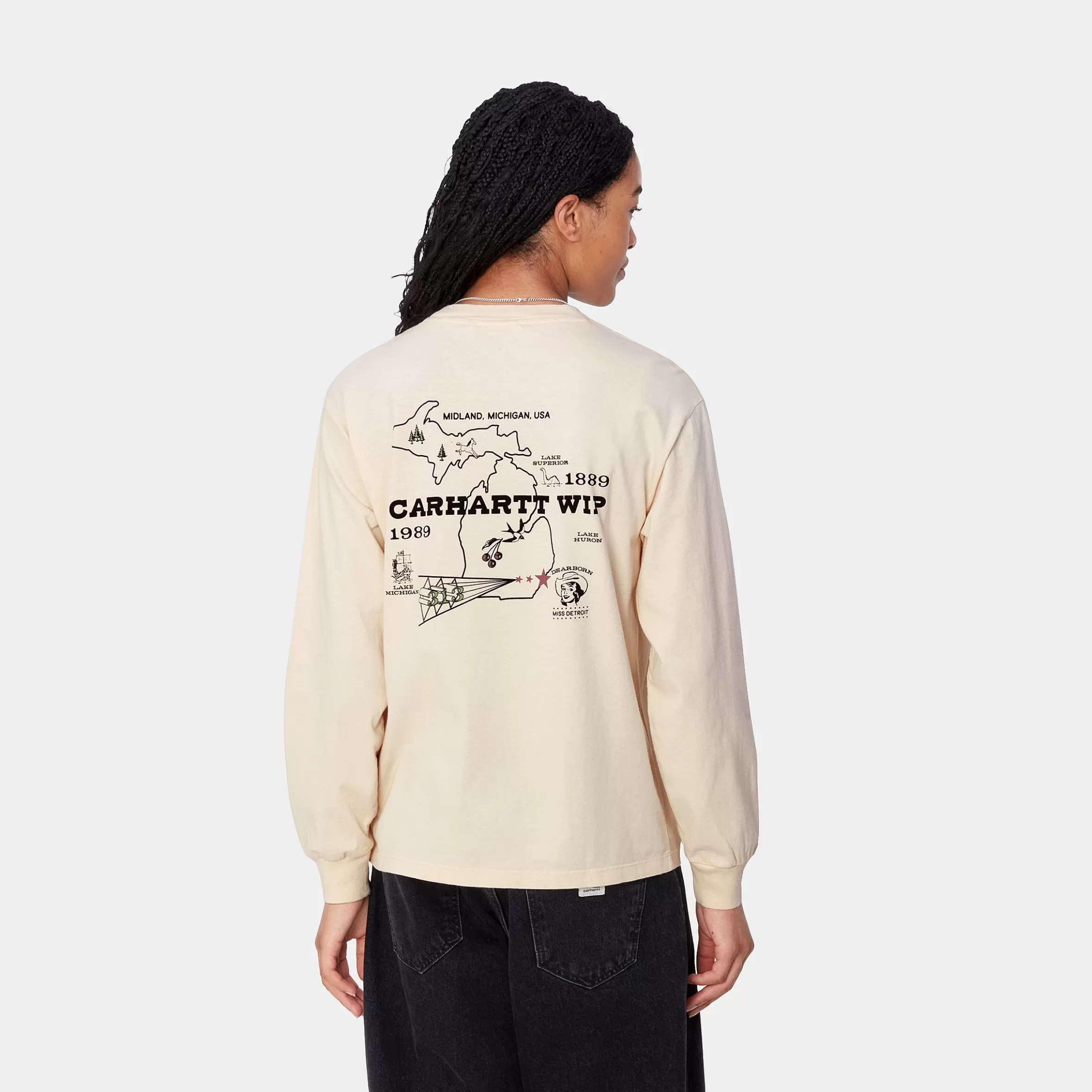 Carhartt WIP T-Shirts>W' L/S Home State T-Shirt Natural