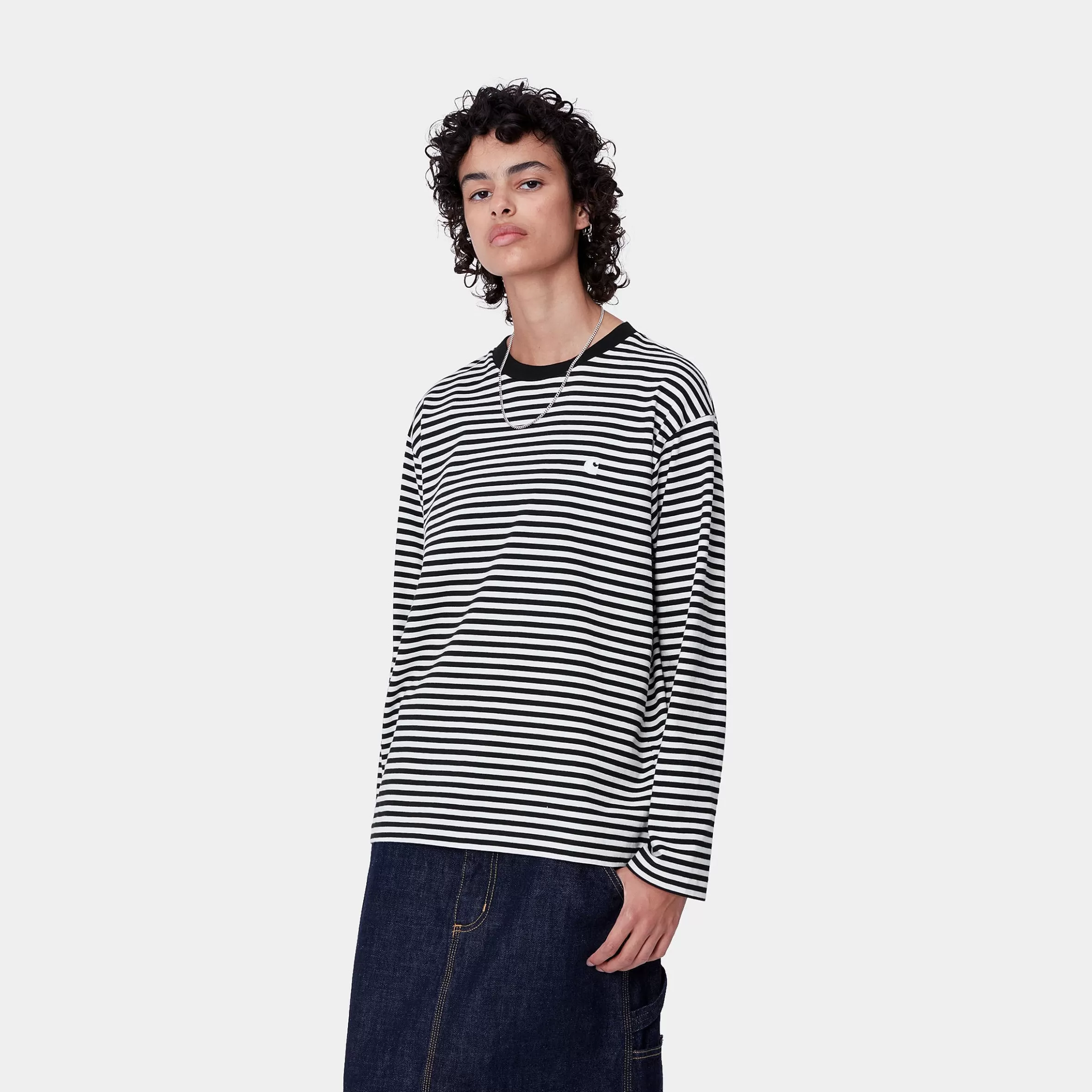 Carhartt WIP T-Shirts>W' L/S Verner T-Shirt Verner stripe, Black / Wax