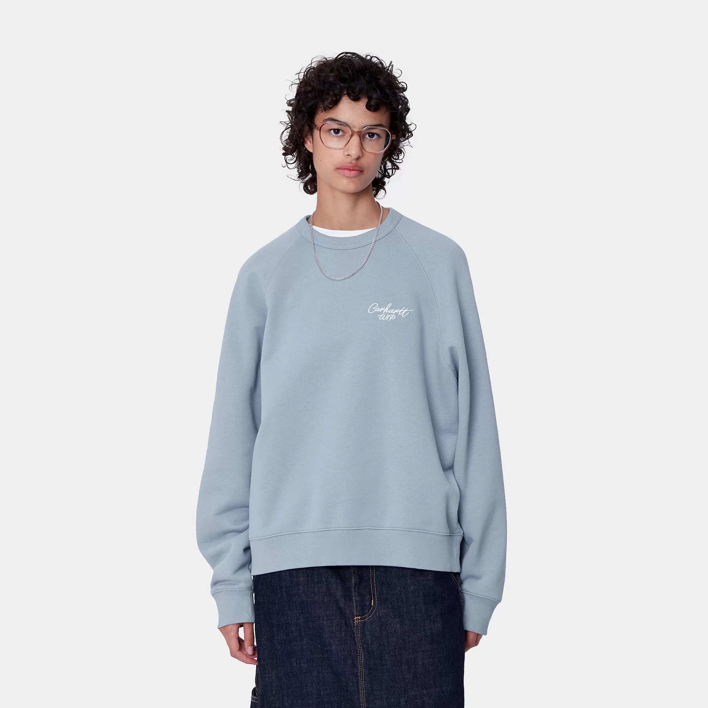 Carhartt WIP Sweats>W' Signature Sweat Dusty Ice / White