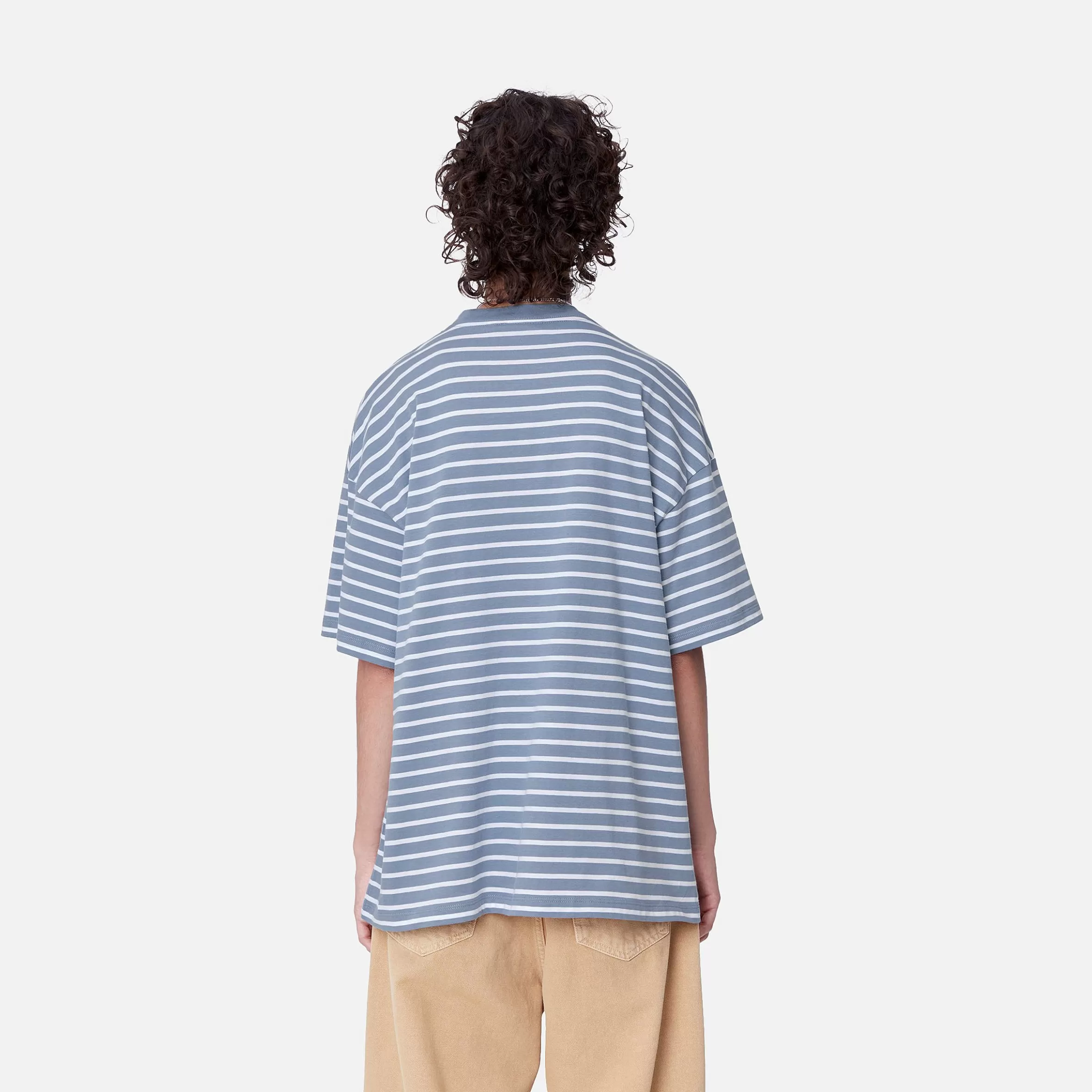 Carhartt WIP T-Shirts>W' S/S Bryna T-Shirt Bryna Stripe, Charm Blue / White