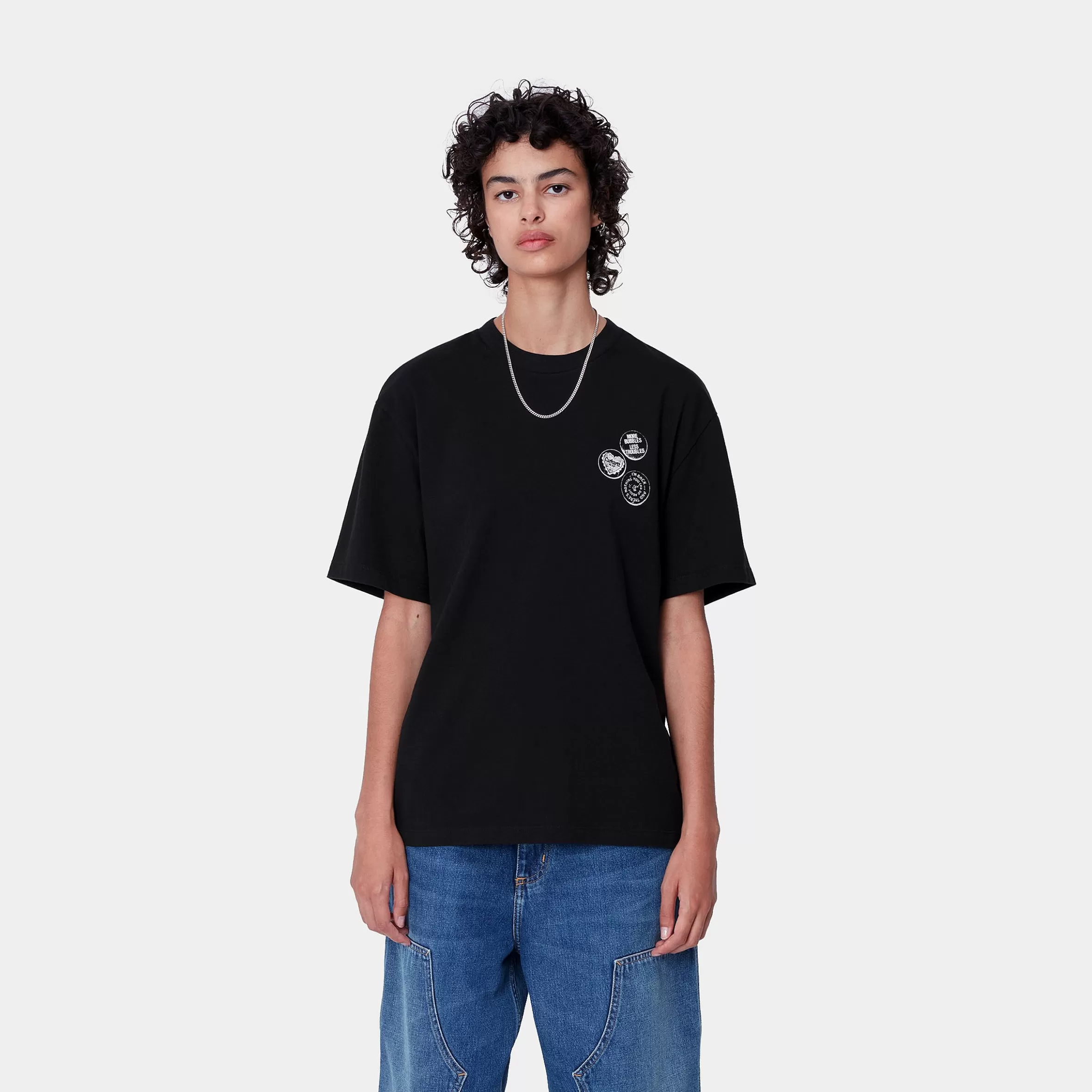 Carhartt WIP T-Shirts>W' S/S Pins T-Shirt Black / White