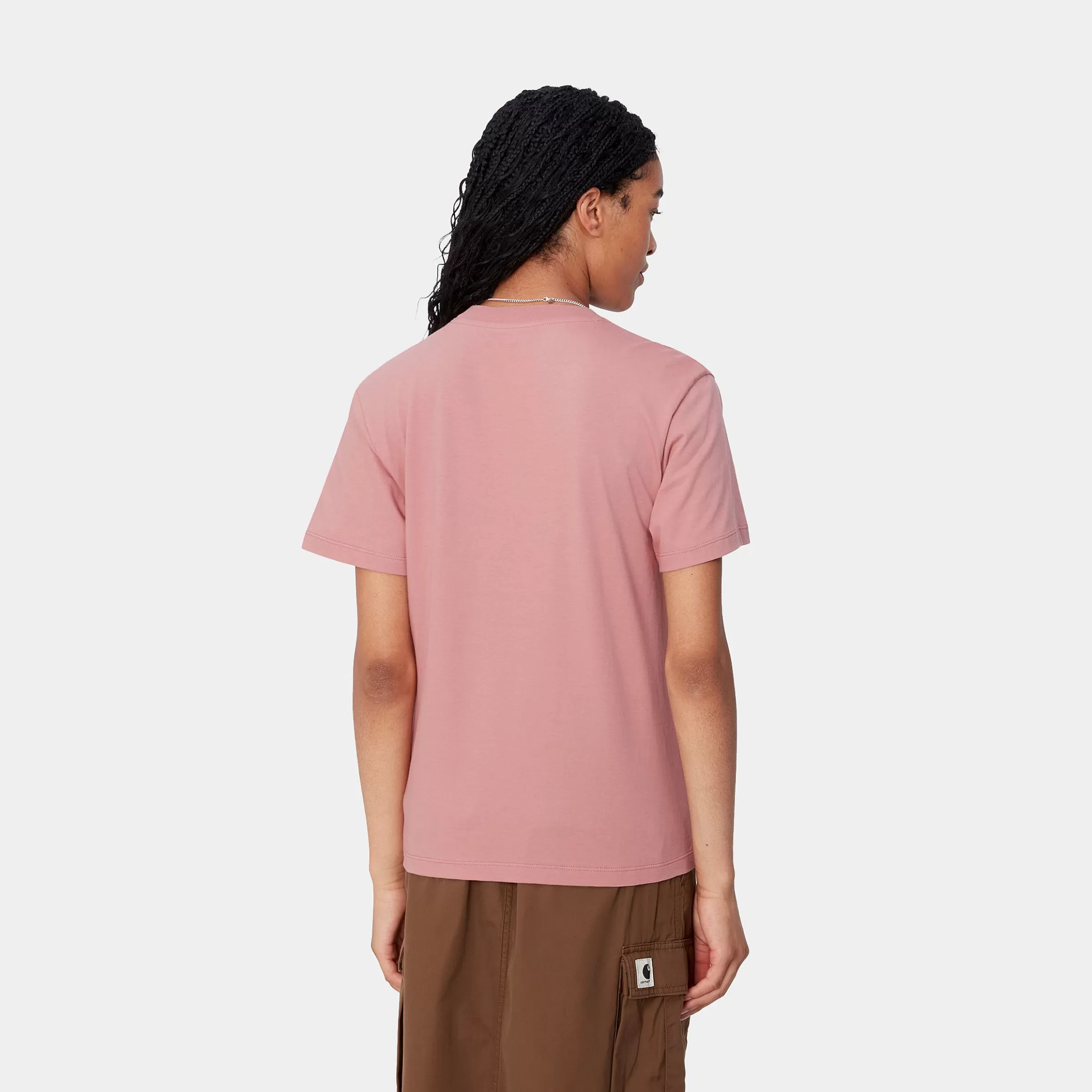 Carhartt WIP T-Shirts>W' S/S Script Embroidery T-Shirt Dusty Rose / Moonbeam