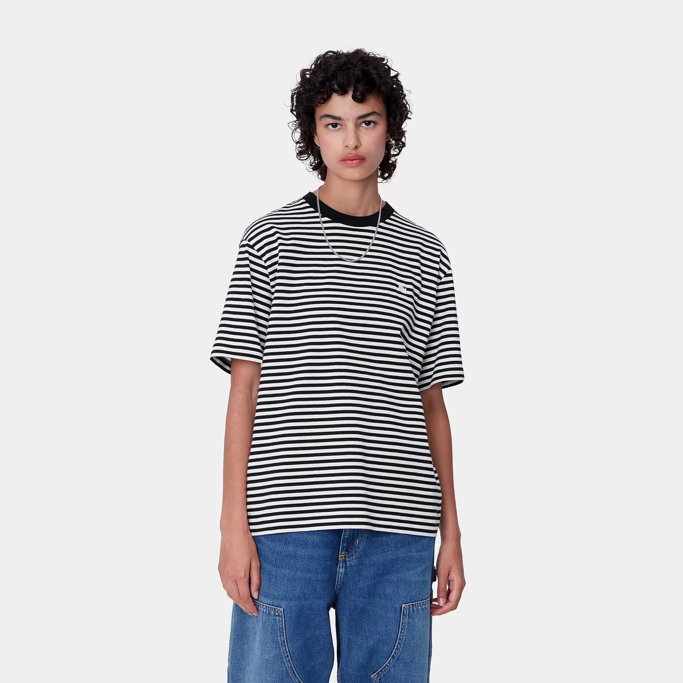 Carhartt WIP T-Shirts>W' S/S Verner T-Shirt Verner stripe, Black / Wax